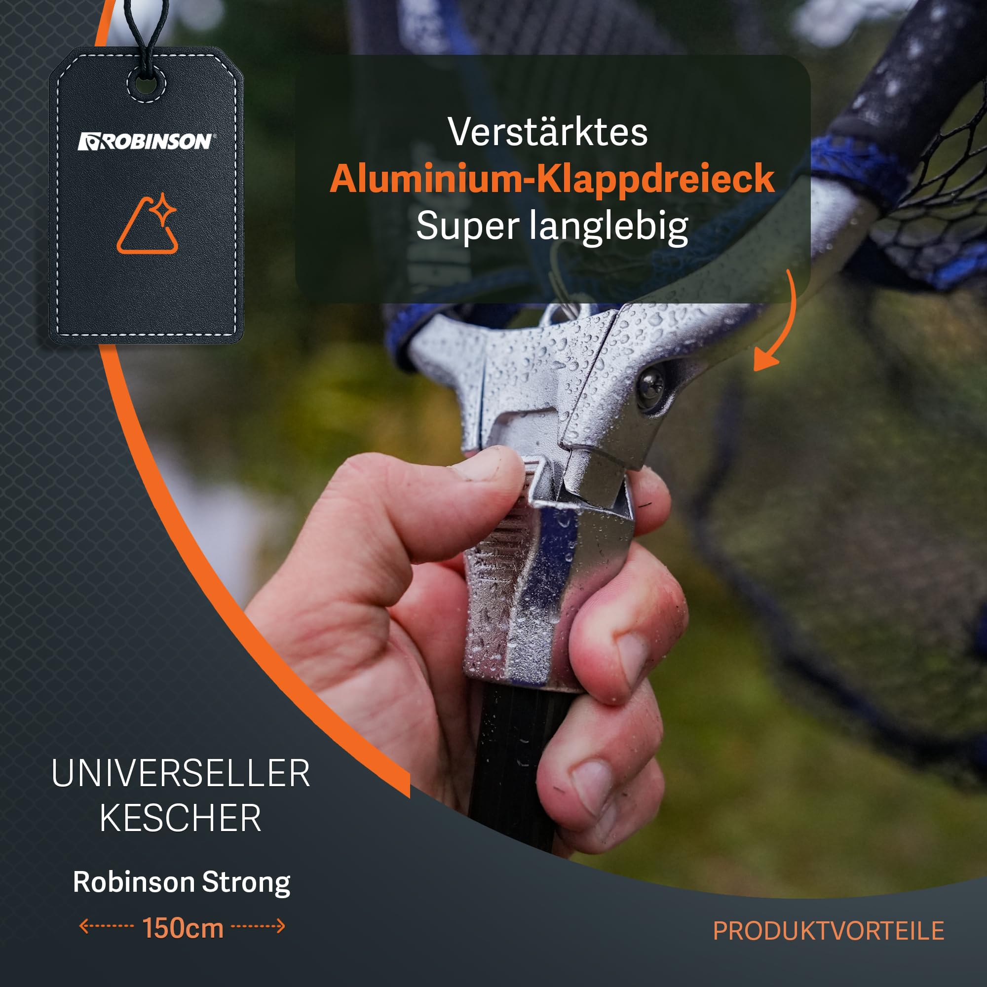 Robinson Gummiert Kescher Angeln - Angel Kescher mit verstärktem Aluminiumrahmen - Teleskop Unterfangkescher - 3 Längen (1,5m/2m/2,5m) – Klappbar