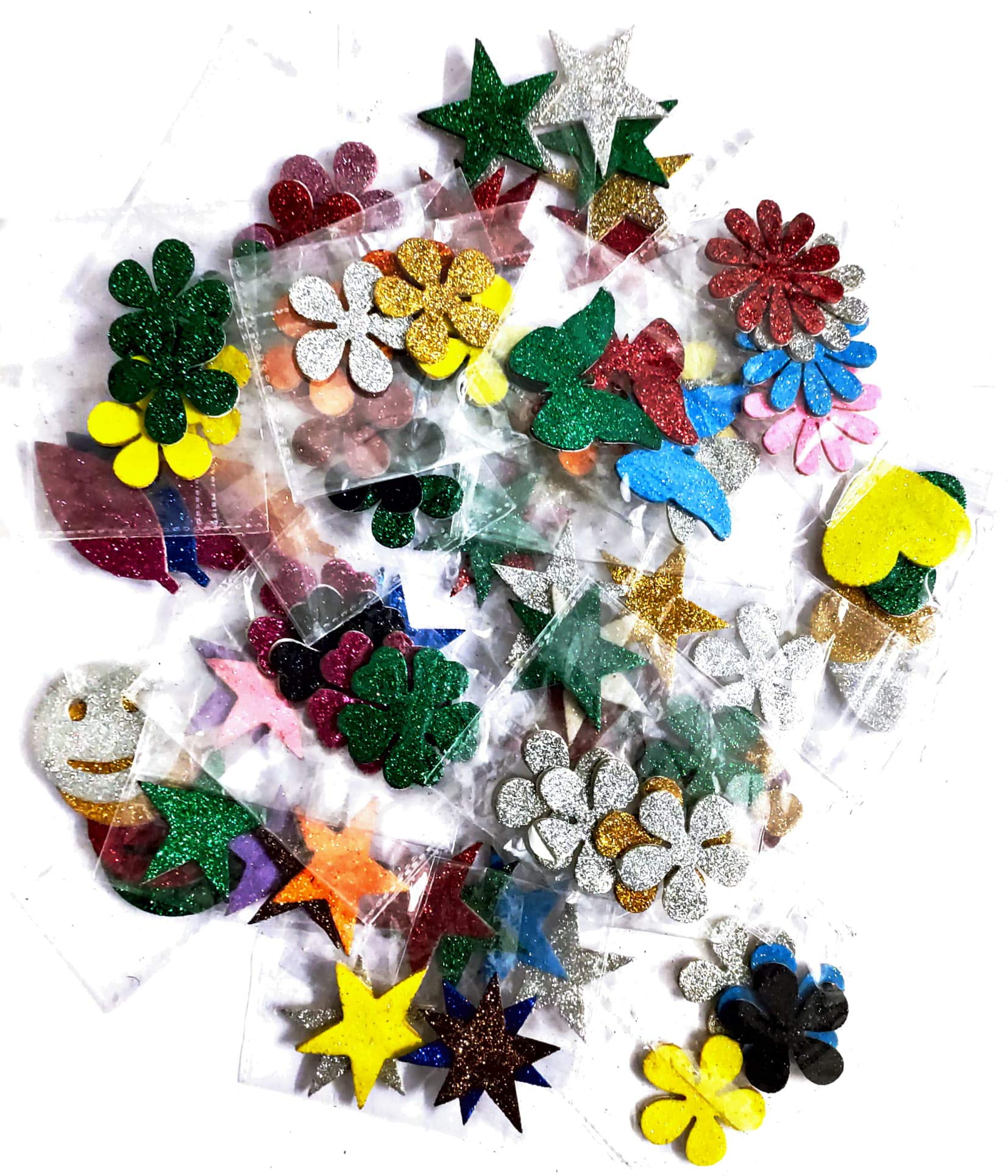 Glitter Foam Sticker Basket/Multicolor Big Foam Stickers for Art and Craft, Scrapbook, Kids, Posters and DIY (Pack of 100)-image-23