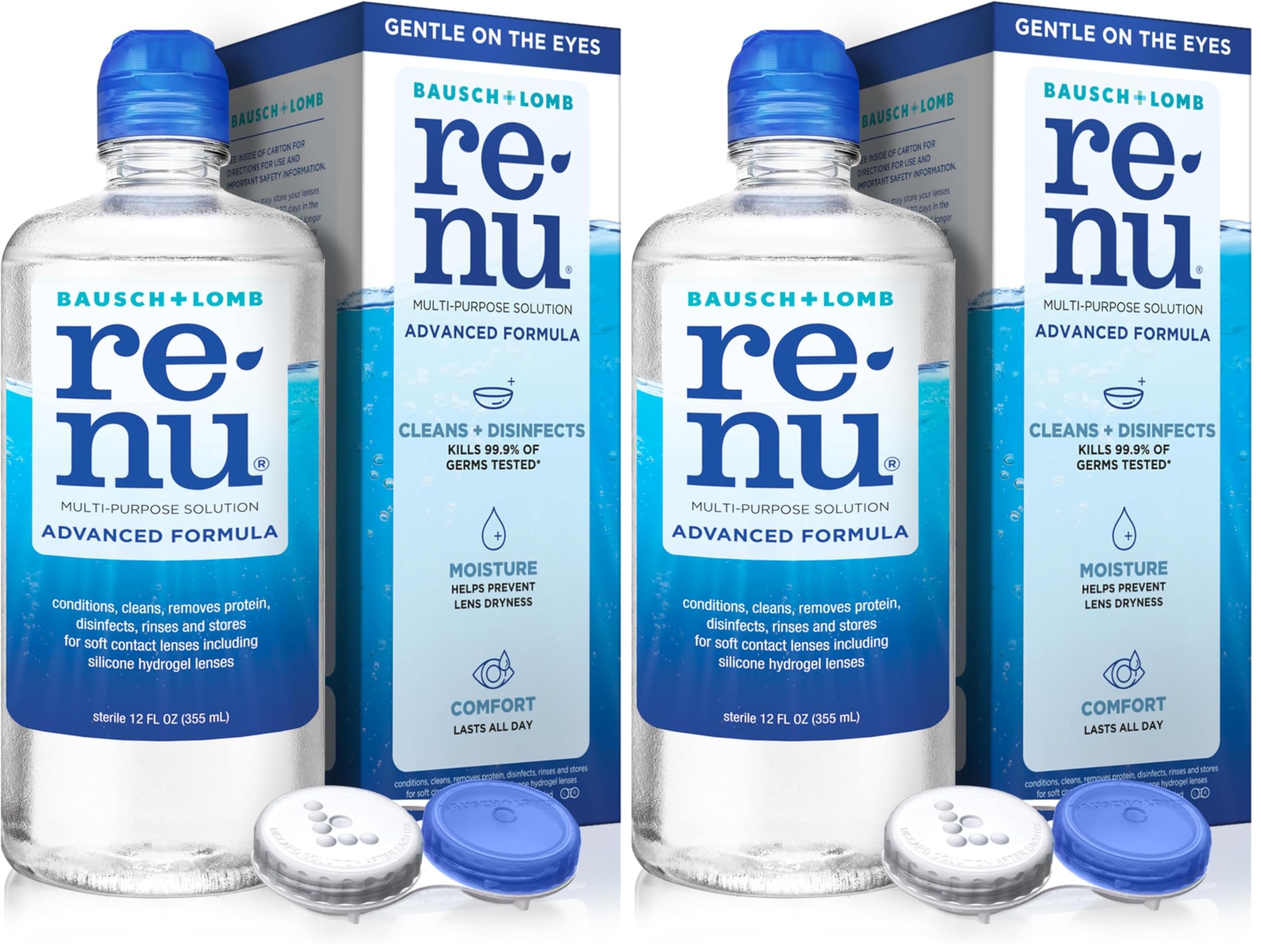 Contact Lens Solution Multipurpose Disinfectant, Advanced Formula Lens Cleaner, Cleans & Moisturizes Soft & Silicon Hydrogel Lenses, 12 Fl Oz (Pack of 2)