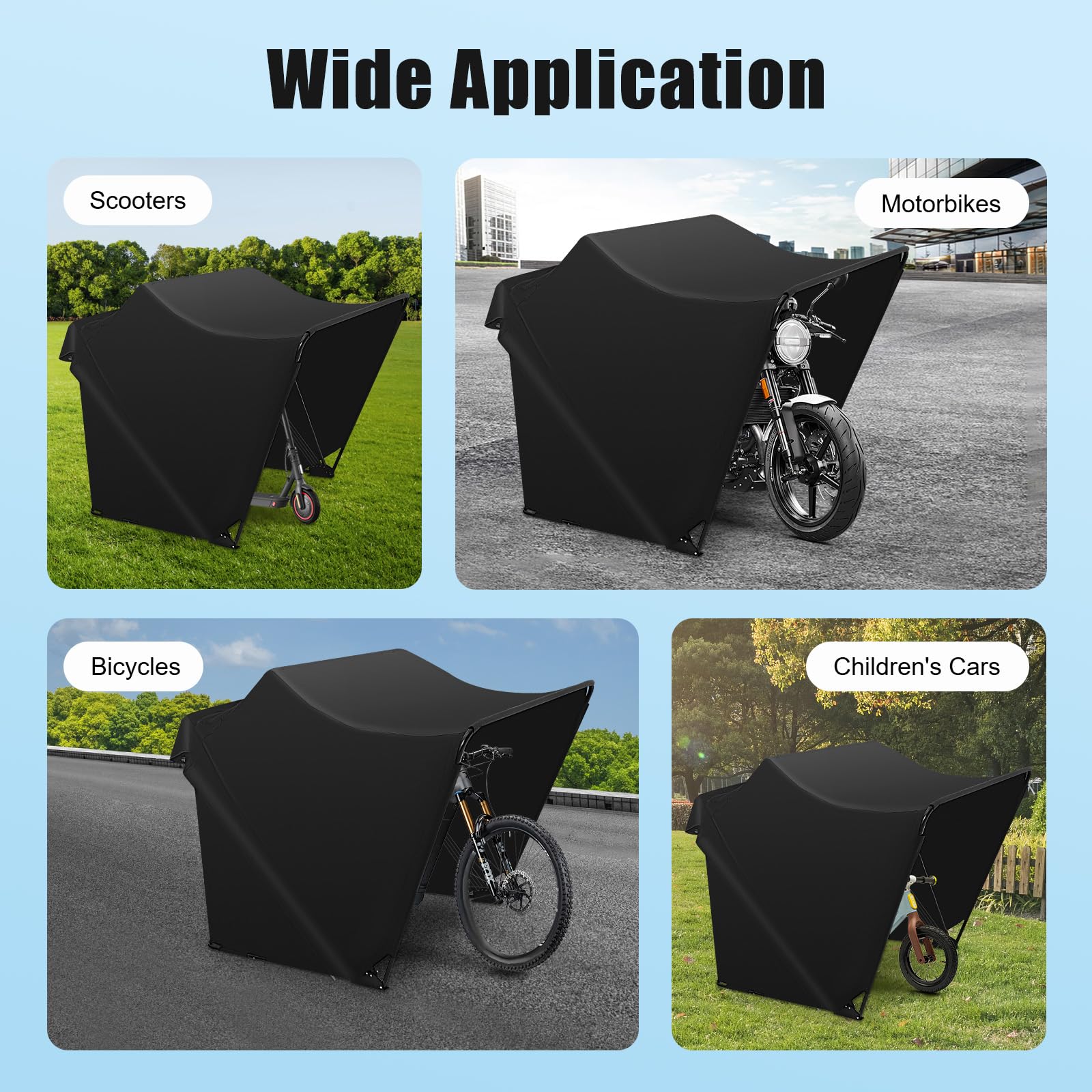 Faltbare Universalgarage, Motorradgarage, Motorrad Zelt Garage, für Motorrad, Outdoor, Auto, Garage, wasserdicht, Schwarz
