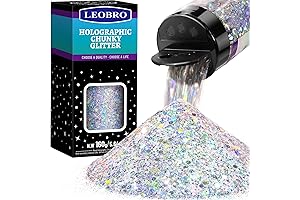 160G Silver Holographic Glitter for Resin Crafts, Iridescent Sequins Flakes