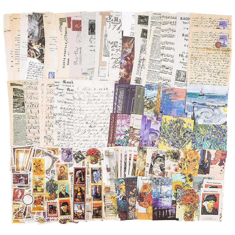 Lrtzizy Shown Vintage Scrapbook Supplies Pack (200 Pcs) For Art Journaling Junk Journal Planners Diy Paper Stickers (C)