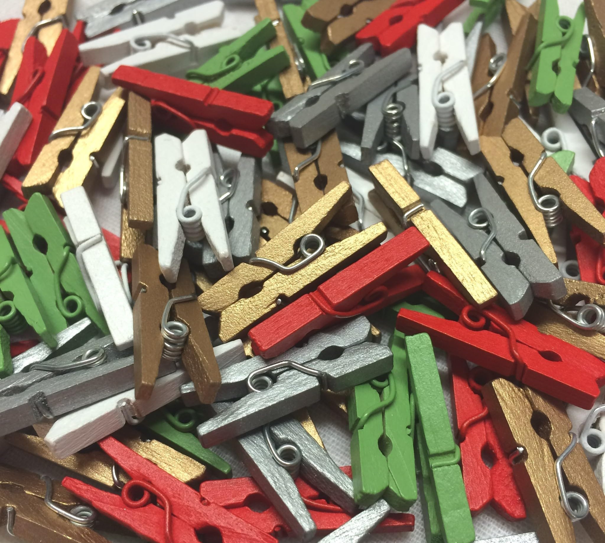 celloexpress Mini Wooden Crafts Pegs - Small Wood Clips - 35mm, Christmas Mix 2, Pack of 50