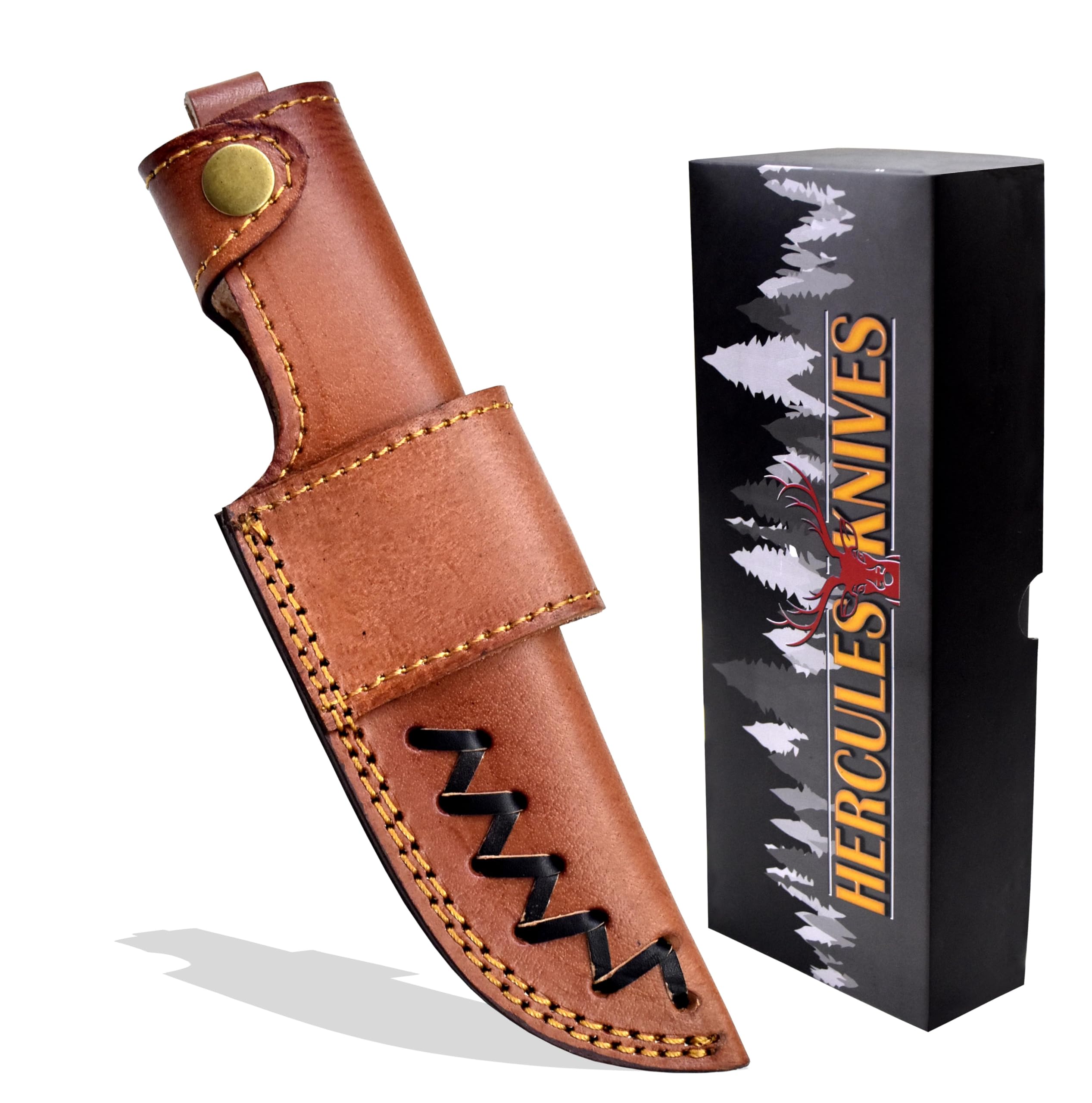 Custom Leather Sheath Tooled Leather Sheath/Hunting Knife Sheath Universal Leather Knife Sheath, Fit up to 6.0" Blade 100% Real Laether (Brown)
