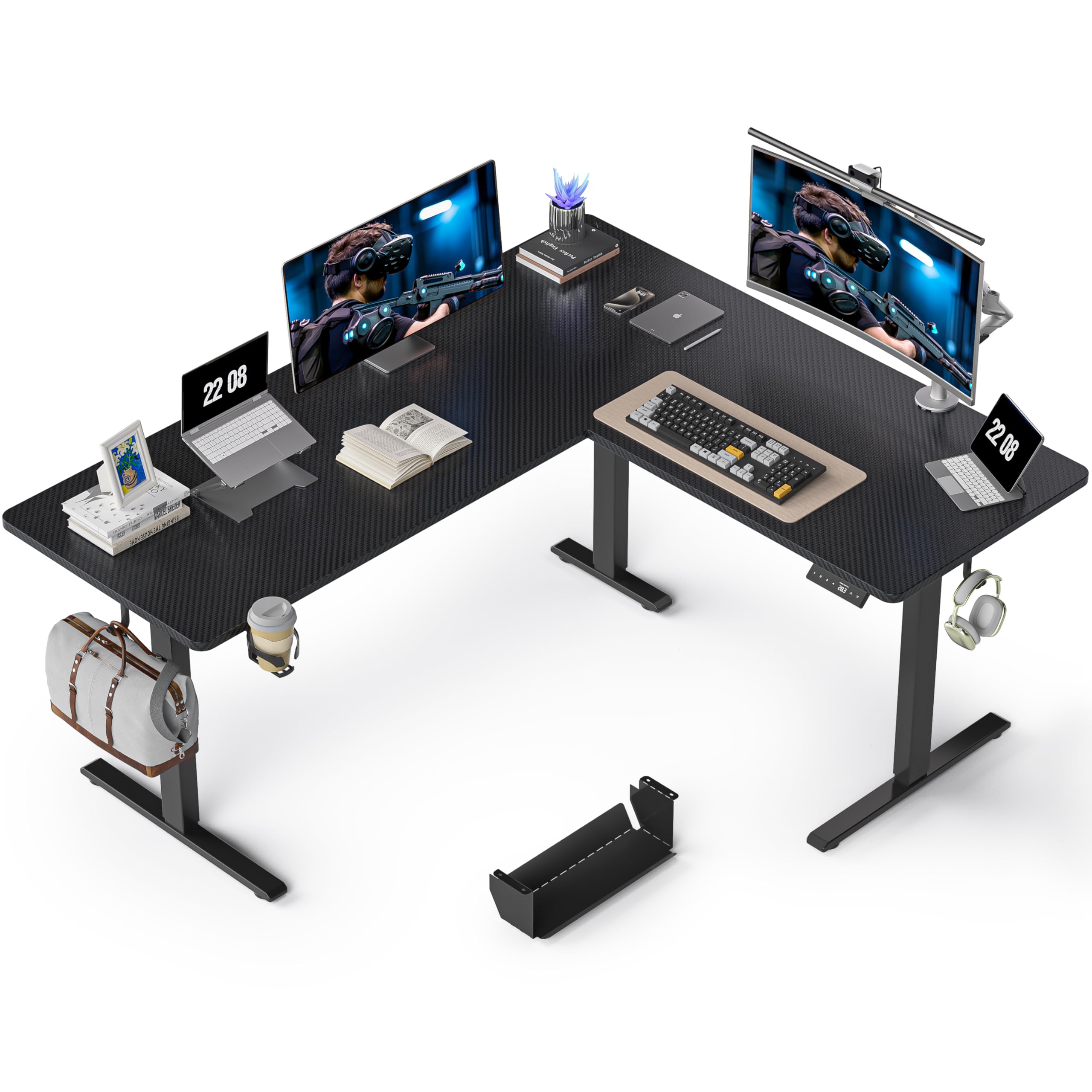 YORIWELL 63X55 Inches Reversible L Shaped Standing Desk Height