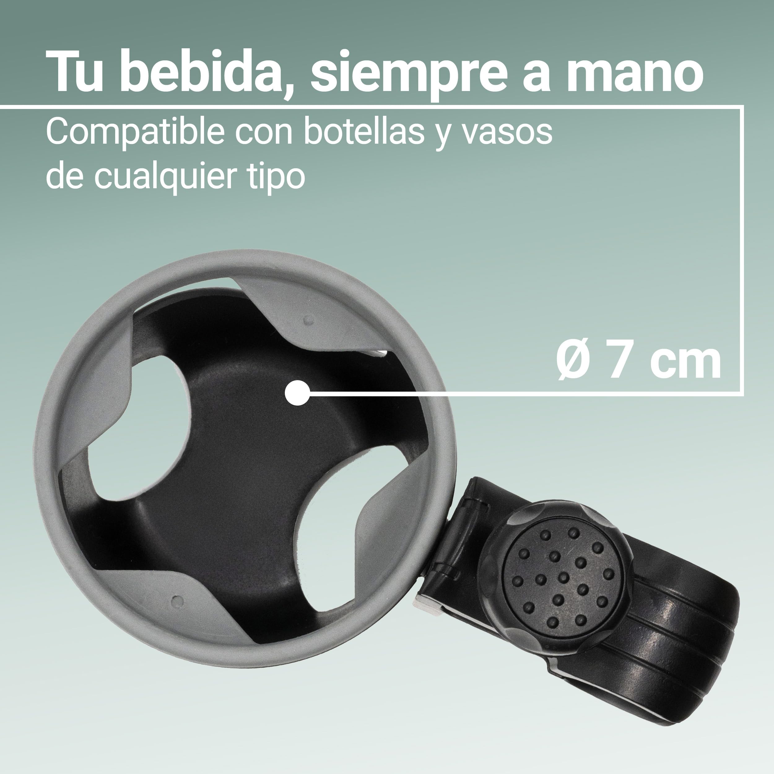 Zamboo Portavasos Universal para Carrito de Bebé – Soporte Antideslizante para Bebidas y Biberones – Ajustable y Fácil de Instalar – Accesorio para Silla de Paseo y Cochecito - Negro/Gris