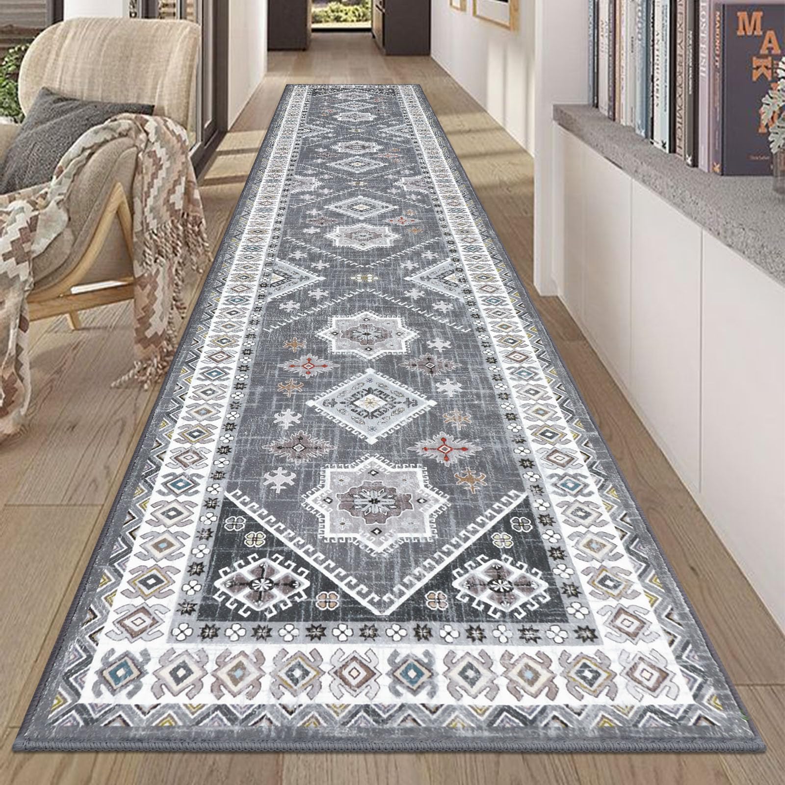 Tappeto Runner Lavabile Bohémien 60x25 Cm - Antiscivolo Per Corridoio, Cucina E Ingresso - Stile Vintage