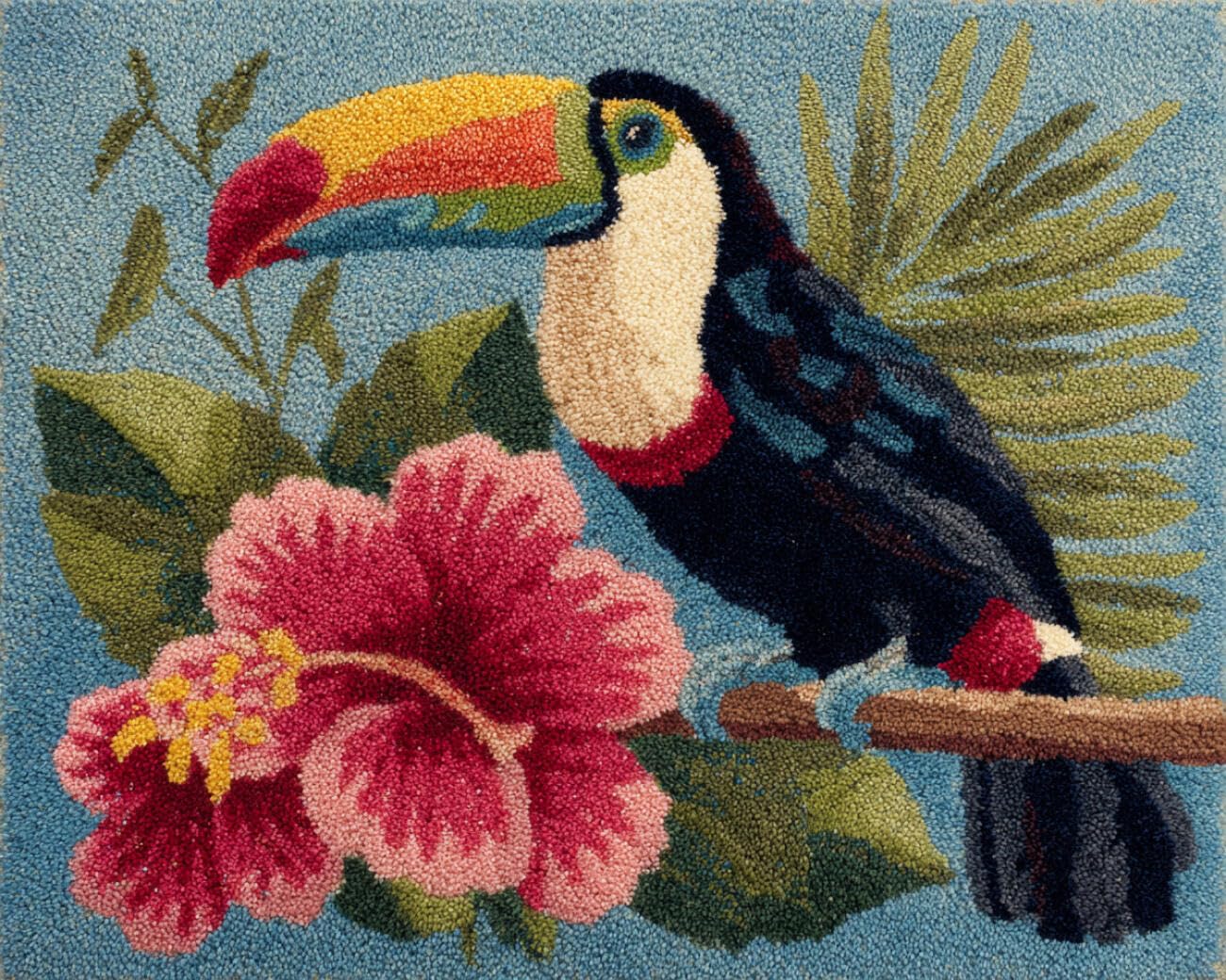 Henypt DIY Latch Hook Rug Kits Parrots and Flowers 80x160cm