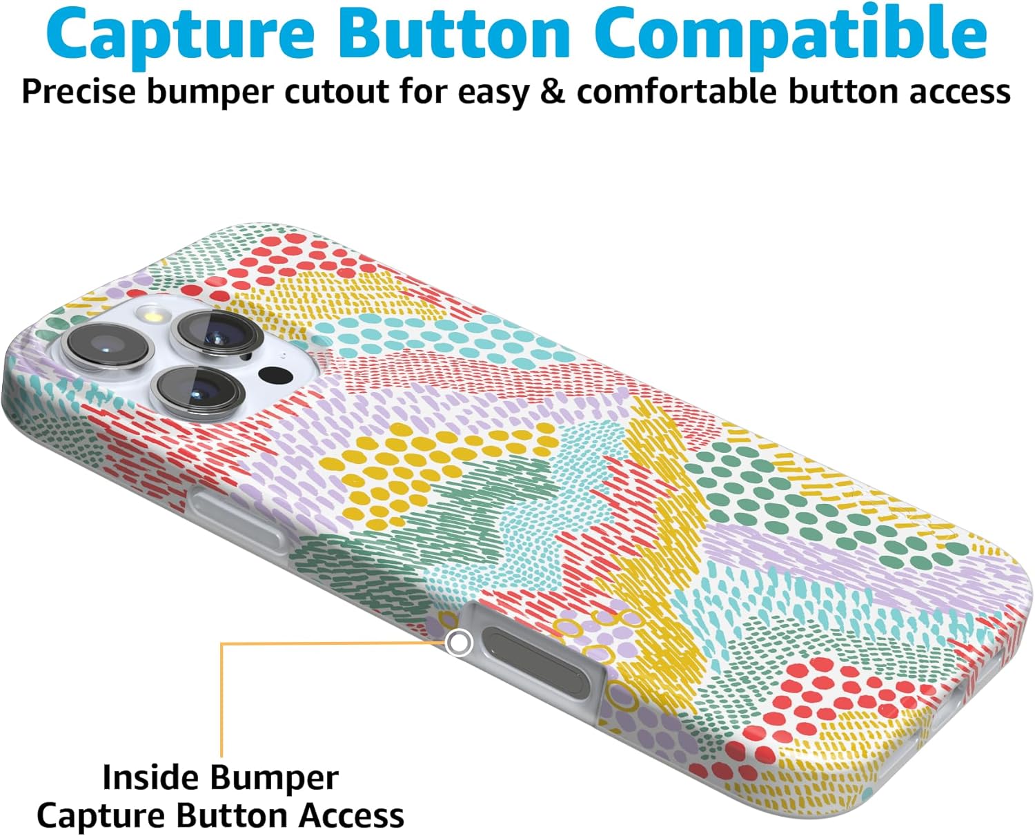 Casely iPhone 16 Pro Case | Color Me Happy | Doodle Colorblock | Compatible with MagSafe | Classic Ultra Slim Design