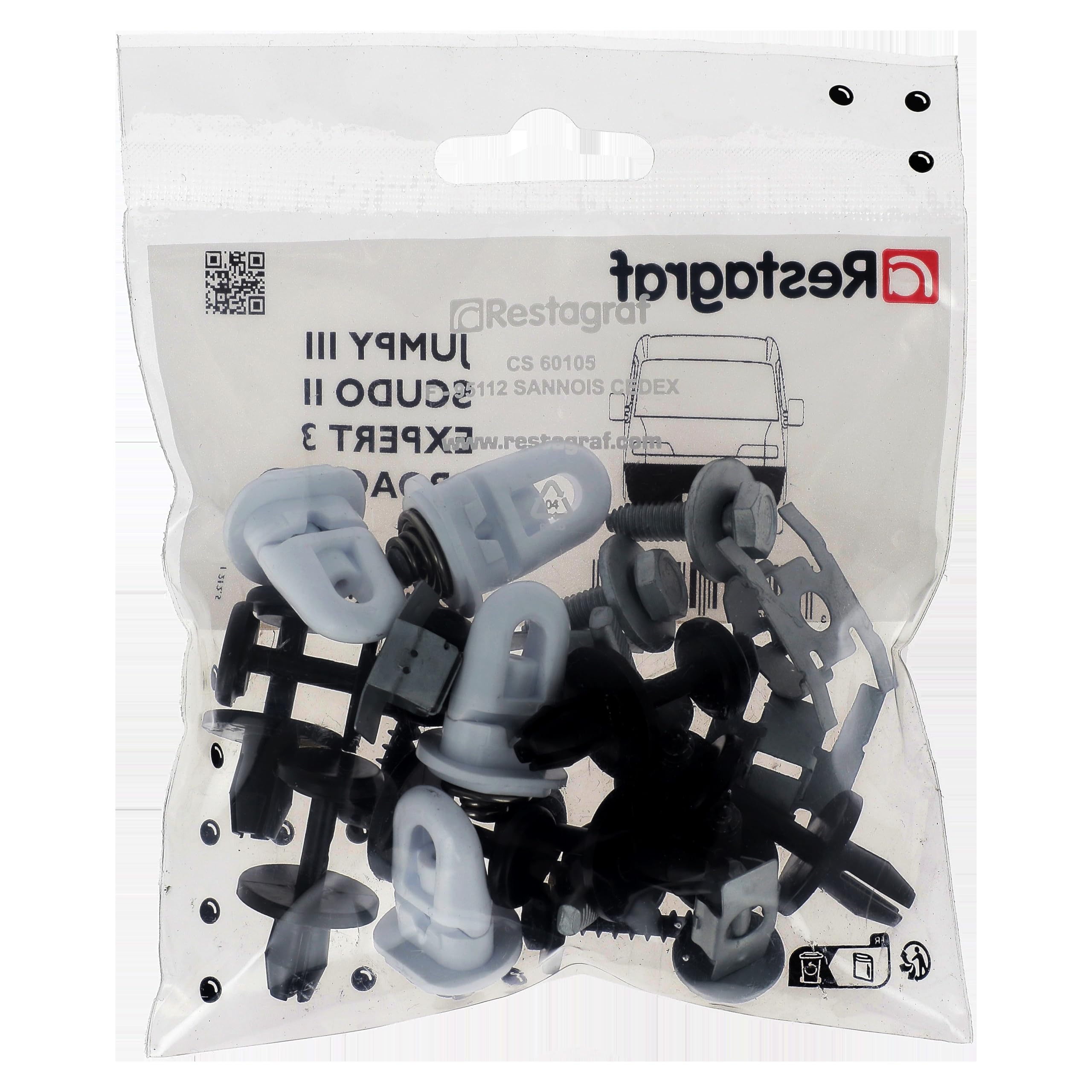 Restagraf - Kit de Fixations pour Bouclier Avant EXPERT 3, JUMPY III, SCUDO II, PROACE I (01/2007 à 09/2016) - Kit Complet pour Réparation ou Remplacement - Réf. 606006D