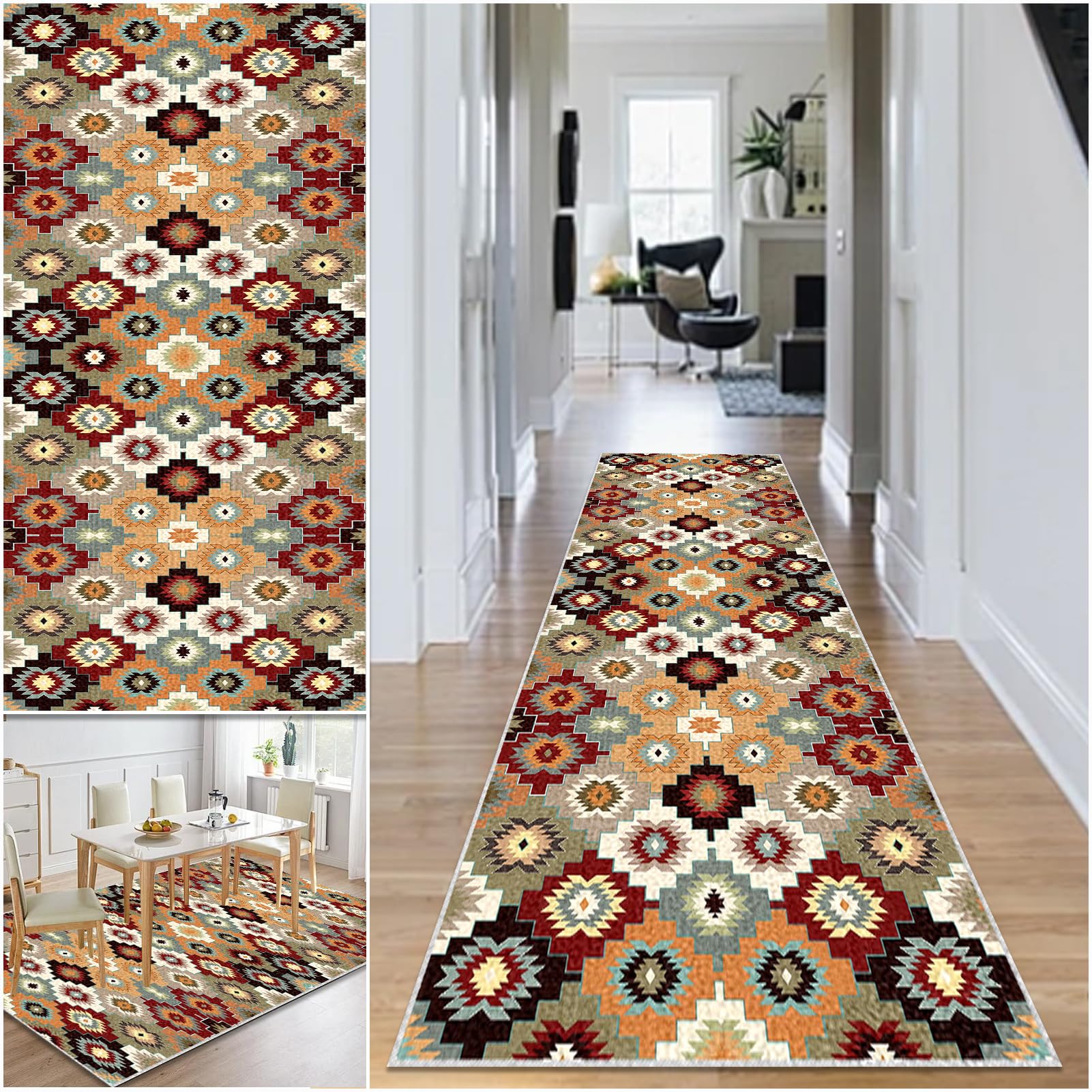 Hallway Runner Rug Non Slip Washable Kitchen Runner Rug 60 x 380 cm Area Rugs Hallway Hall Runners Narrow Rug Low Pile Carpet Runners with Anti-Slip Backing Floor Runner for Hallway Entryway Laundry โ image 1