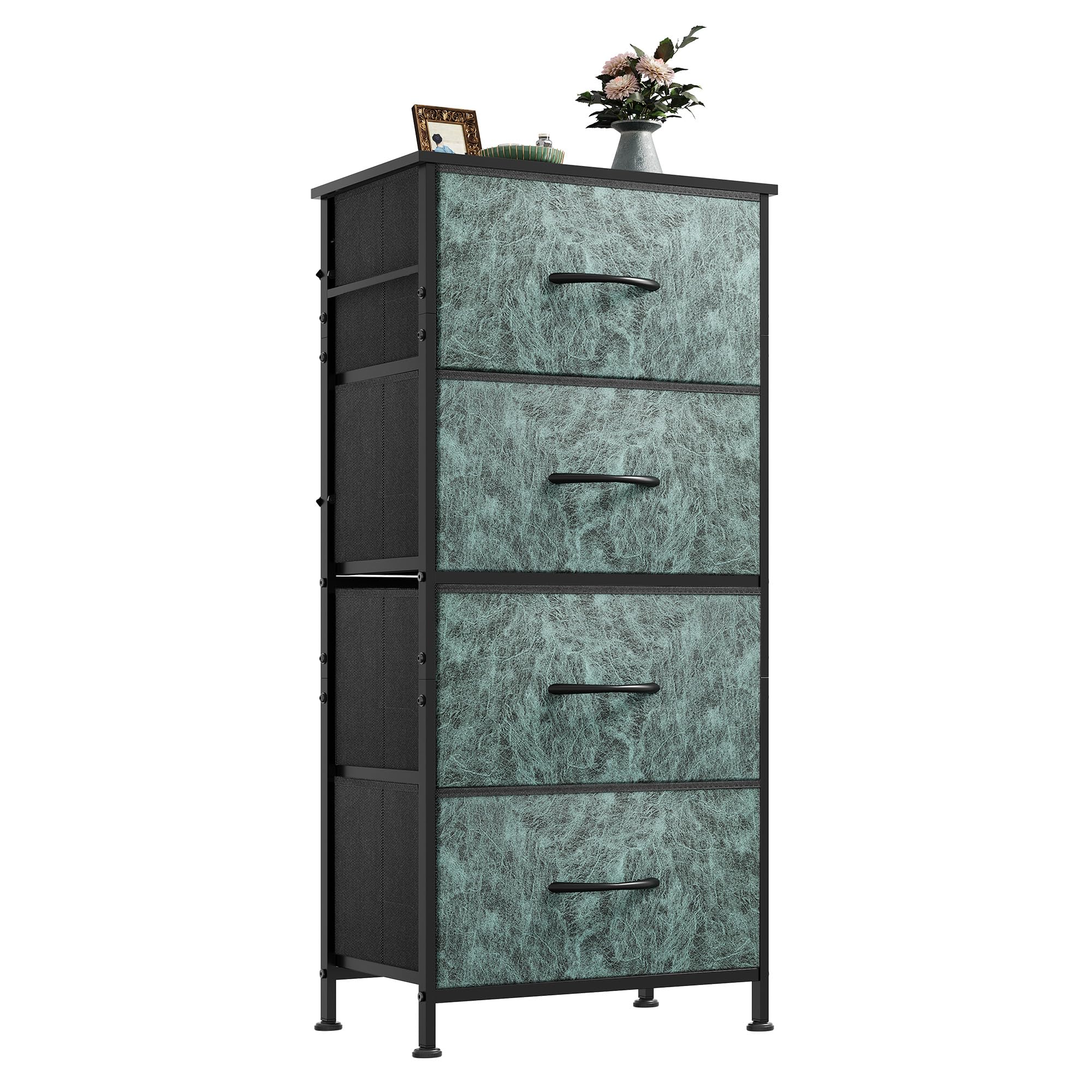 WLIVE Small Dresser Nightstand for Bedroom, 4 Drawers, Vintage Green
