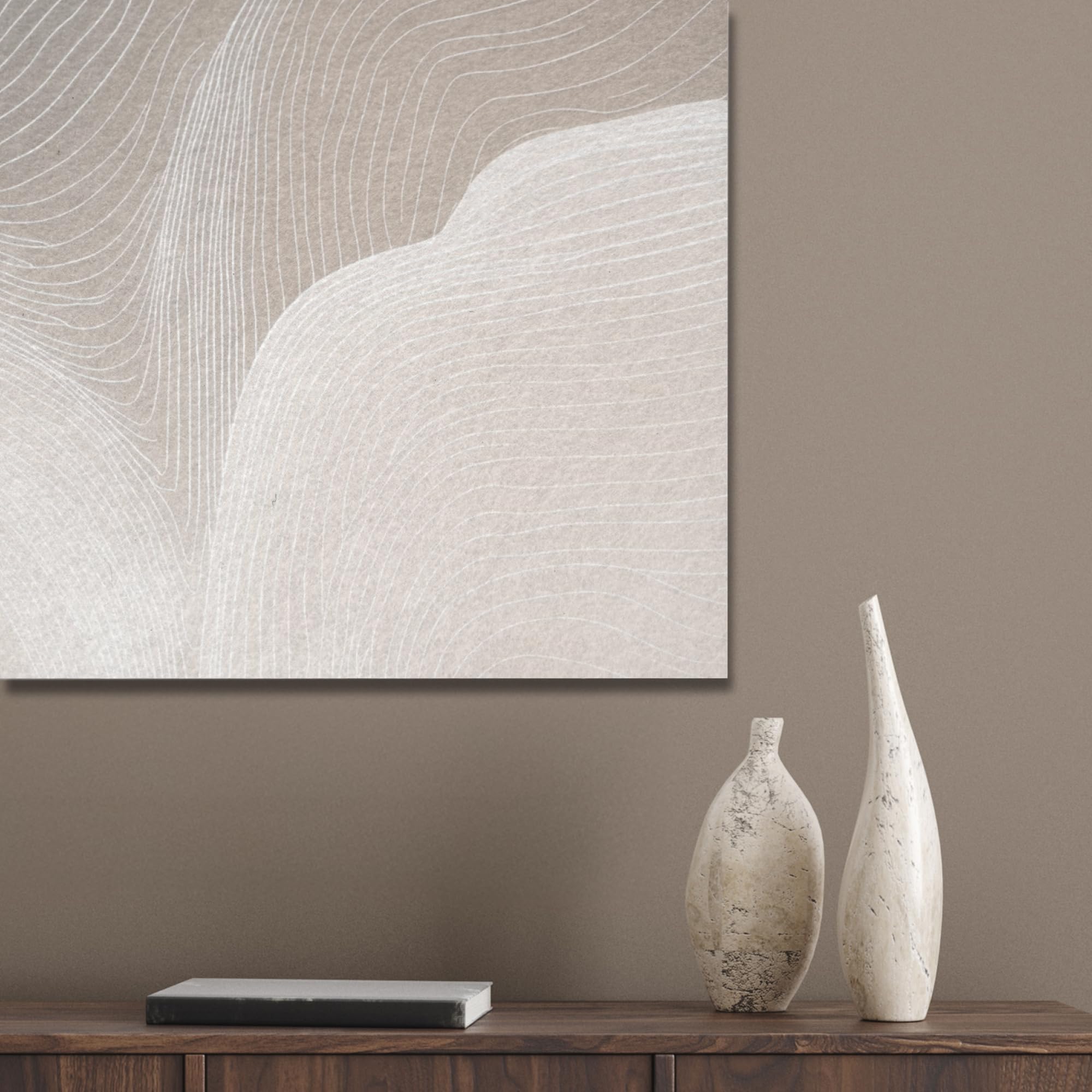 MuchoWow© Fieltros Ornamentales Sala Modernidad 80x80 cm Para Cuarto Principal Elemento Pared Matrimonio Wall Art Líneas Onduladas - Corrientes De Aire - Armónico