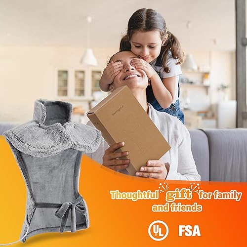 Miniatura 8 de Almohadilla térmica de masaje para cuello, hombros y espalda, almohadilla térmica eléctrica grande de 24 x 35 pulgadas para aliviar el dolor de