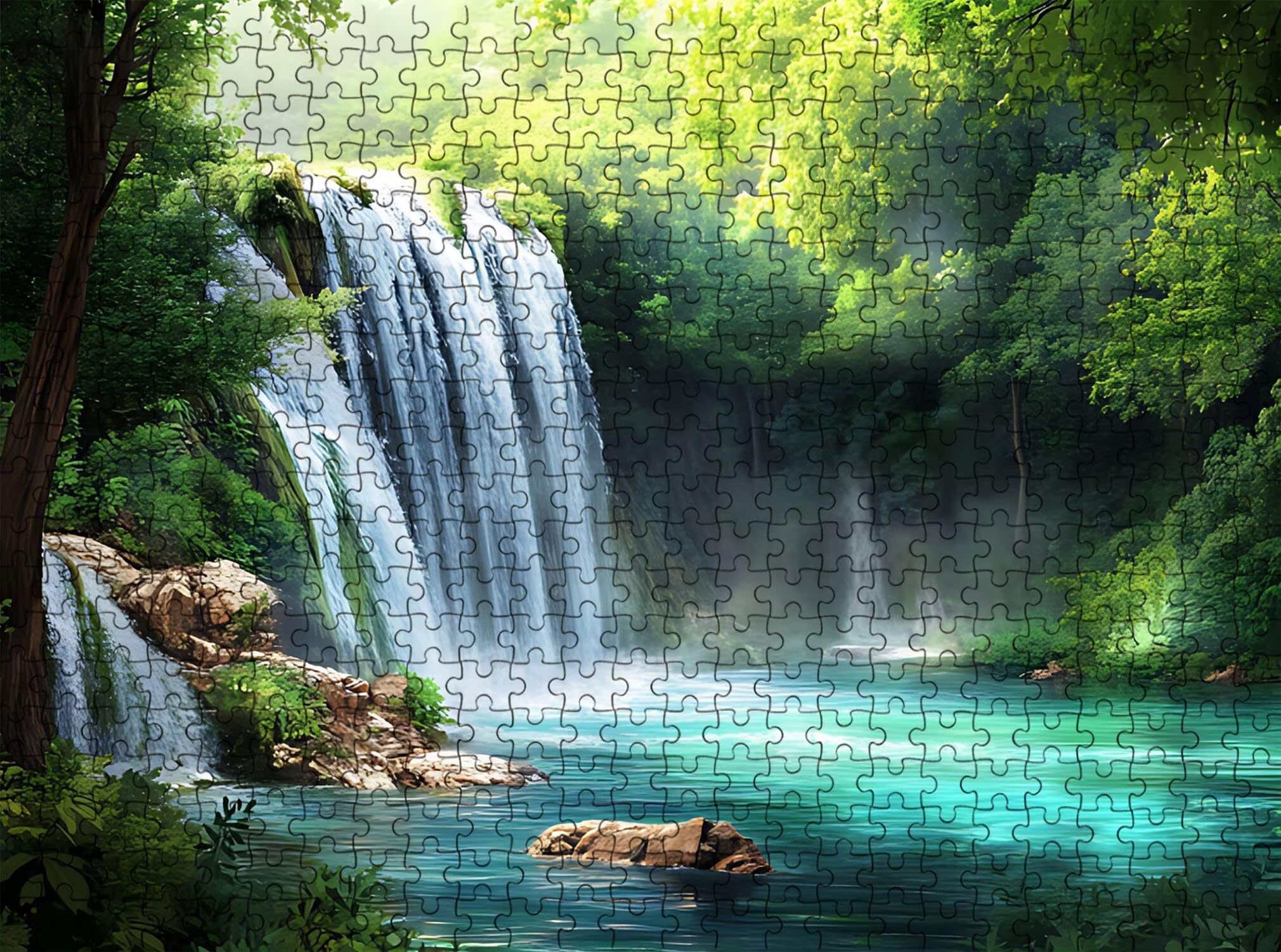 Puzzle 1000 sztuk dla dorosłych, drewniane puzzle 75 x 50 cm duży szczegół i żywe kolory - zabawne wyzwanie dla rodziny i przyjaciół, twórcza aktywność i prezent edukacyjny, spadek lasu f0-824