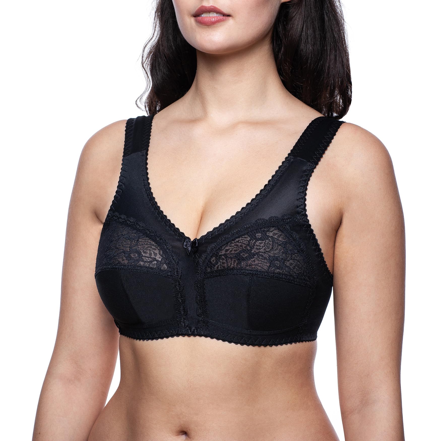 Frugue Women's Black Non Wired Bra Wireless Minimizer Full Coverage Support 36 Dd