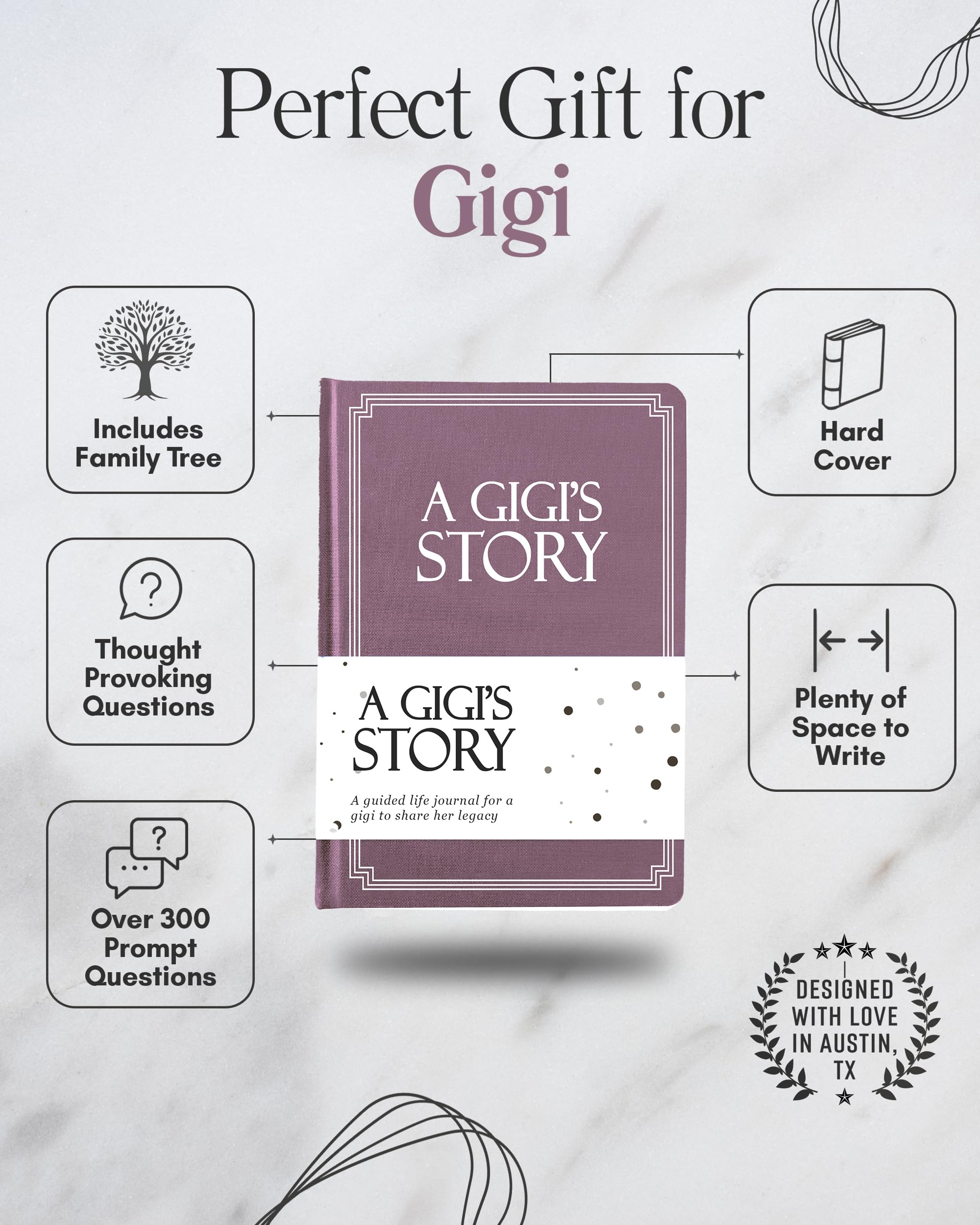 Gigi's Life Story Journal (Hardcover): Ein bedeutungsvolles Andenken für Gigi, um ihre Reise & Erinnerungen zu teilen, Buch enthält 250+ schnelle Fragen, sentimentales Geschenk für Muttertag
