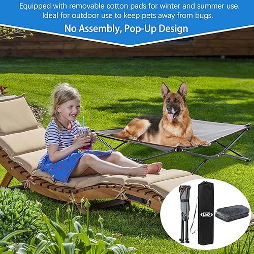 Miniatura 2 de unp Cama elevada para perros al aire libre - Cama para perro plegable de 19 x 19 x 10 pulgadas, funda de felpa lavable y bolsa de transporte - Cuna