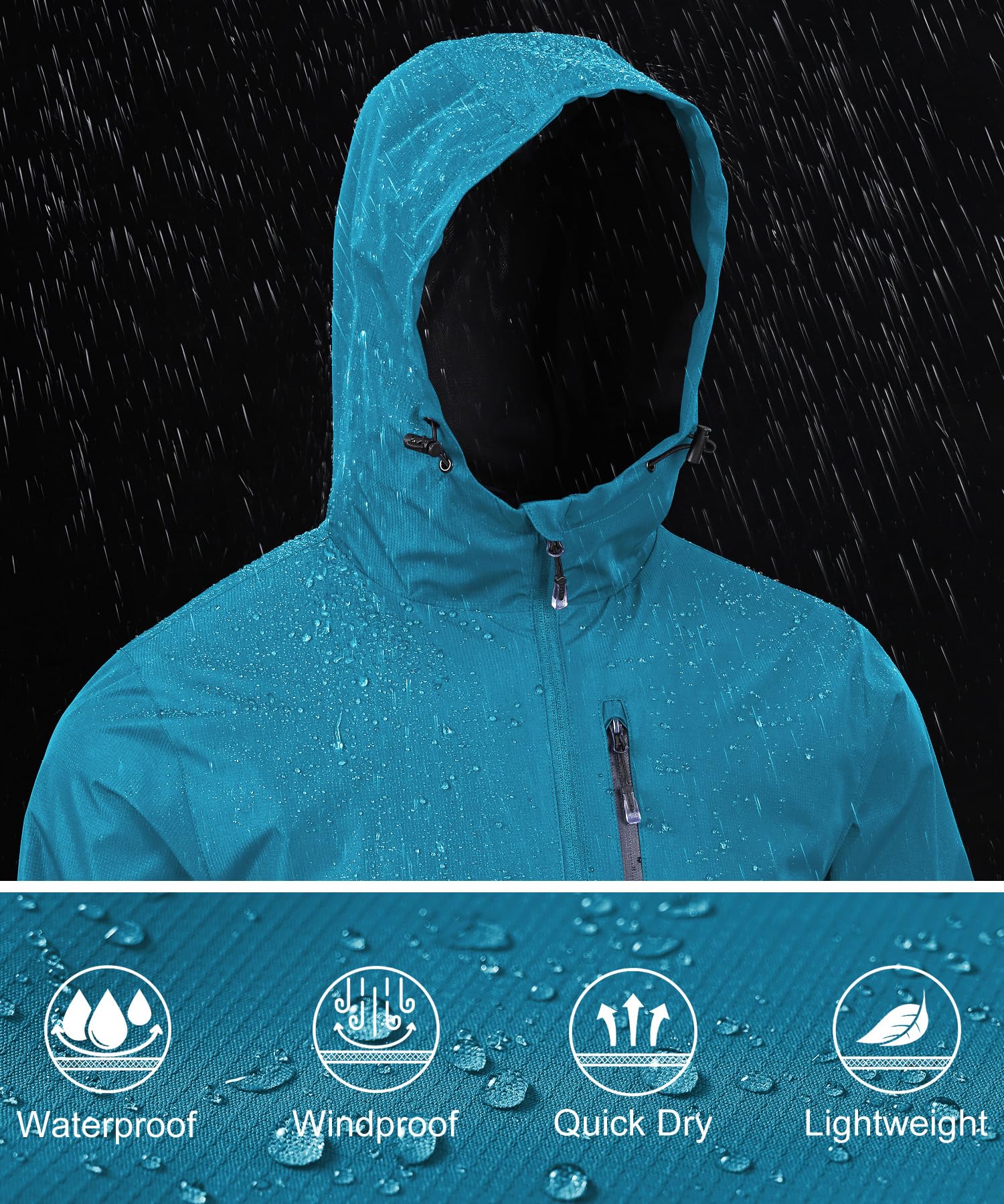 Huayuzh Giacca impermeabile da uomo, giacca impermeabile da uomo, leggera, pieghevole, antivento, softshell, escursionismo, campeggio