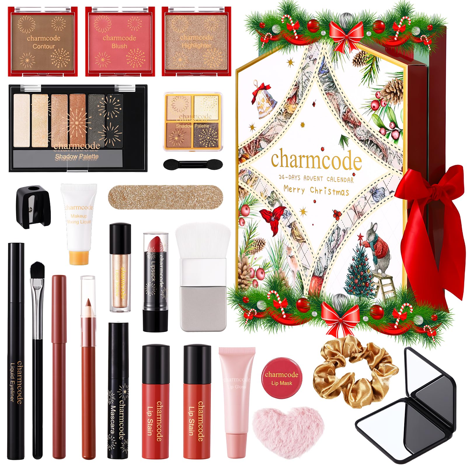 Makeup Advent Calendar 2025, 24 Days Christmas Countdown Calendar Gift Set for Adult Women Teen Girls, Xmas Holiday Beauty & Cosmetic Surprise Make up Kit for Women Full Kit