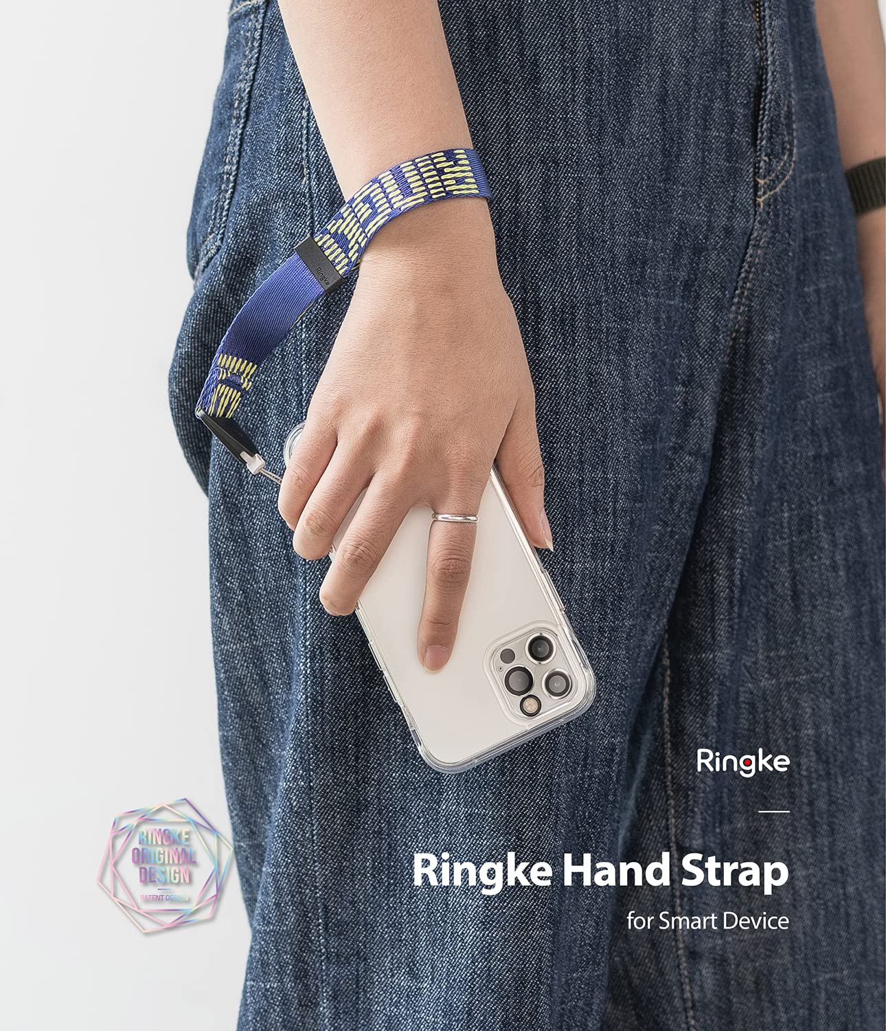 Ringke Design Hand Strap - Dragonne Sangle Poignet One-Touch Nylon Polyester Multi-Usage