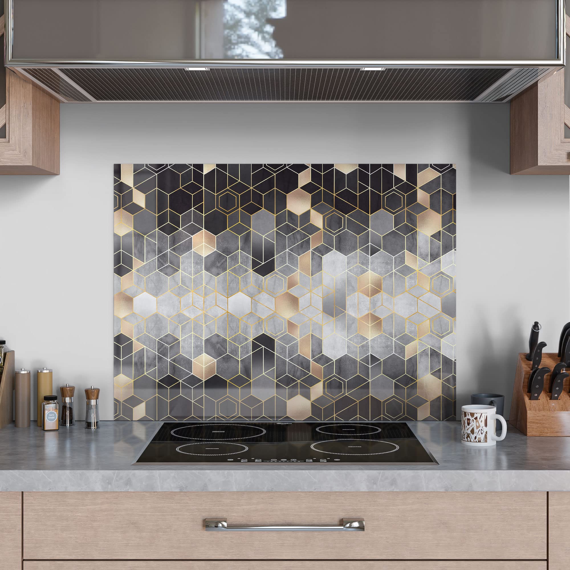 DEQORI Glazen keukenachterwand, motief veredelde natuursteen, 60 x 40 cm, achterwand voor badkamer of fornuis, spatbescherming voor keuken en badkamer, moderne decoratie voor tegelspiegels