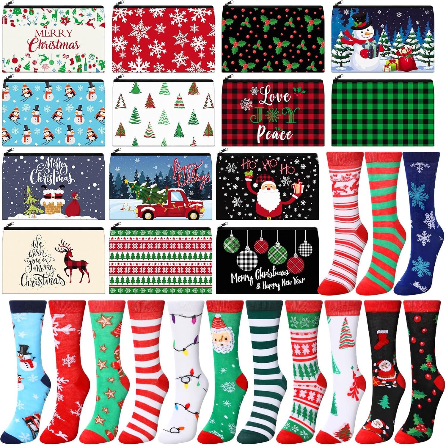 Christmas Advent Calendar With Socks, 12 Days Countdown Calendar Warm