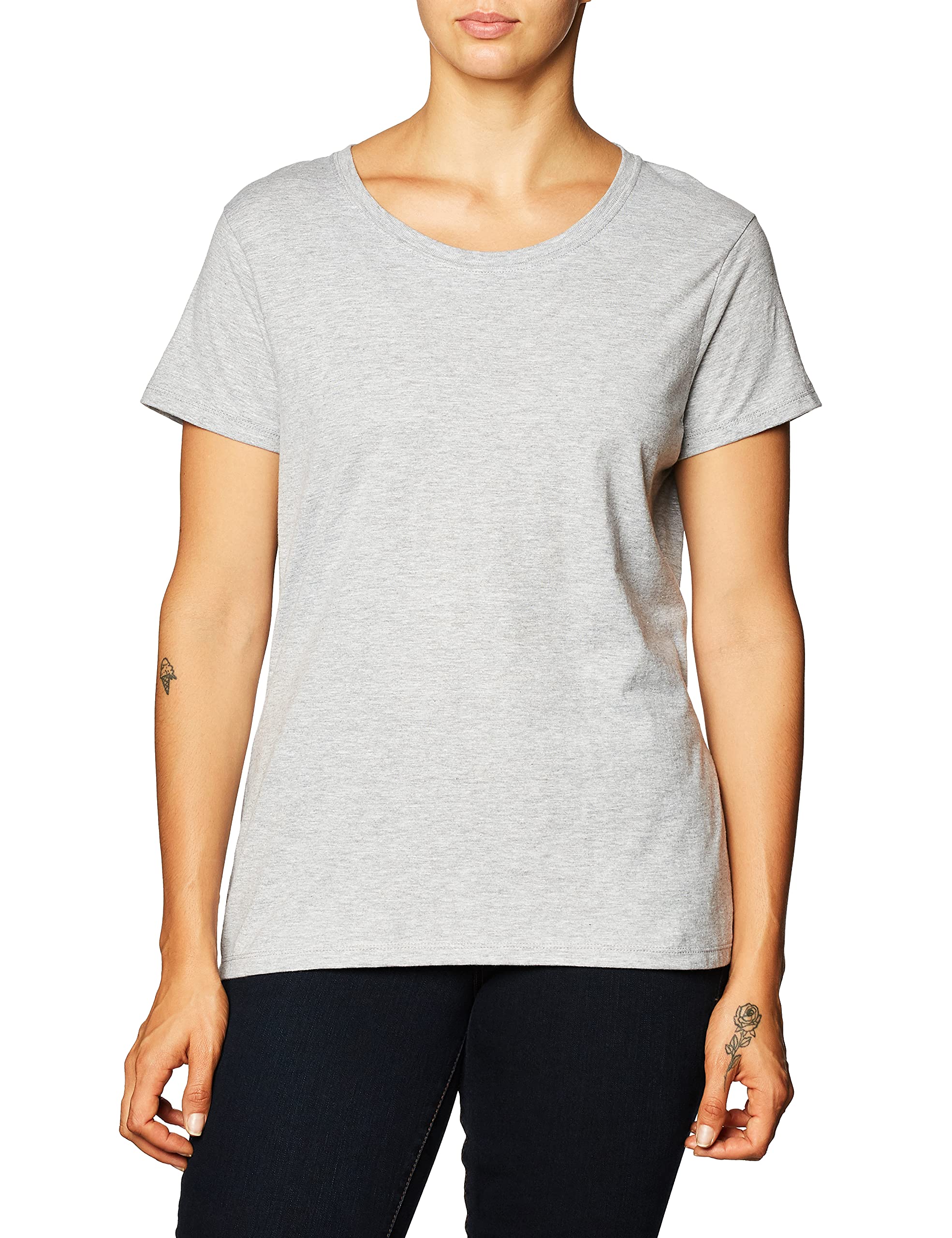 HanesPerfect-T Crewneck T-Shirt, Lightweight Cotton Short Sleeve Tee for Women