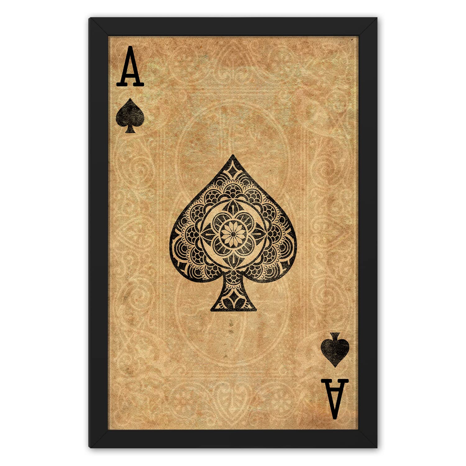 Ritwika's Premium Artwork Of Jack Of Diamond Card | Framed Wall Painting For Decorating Your Space & Gift | Size 13.5 x 9.5 Inch, Set of 1 (01 - SPADE ACE)