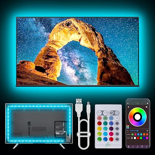 Luces LED para TV de 32 a 80 pulgadas, retroiluminación LED de TV de 20 pies, tira de luces LED RGB con sincronización de música, cambio de color,