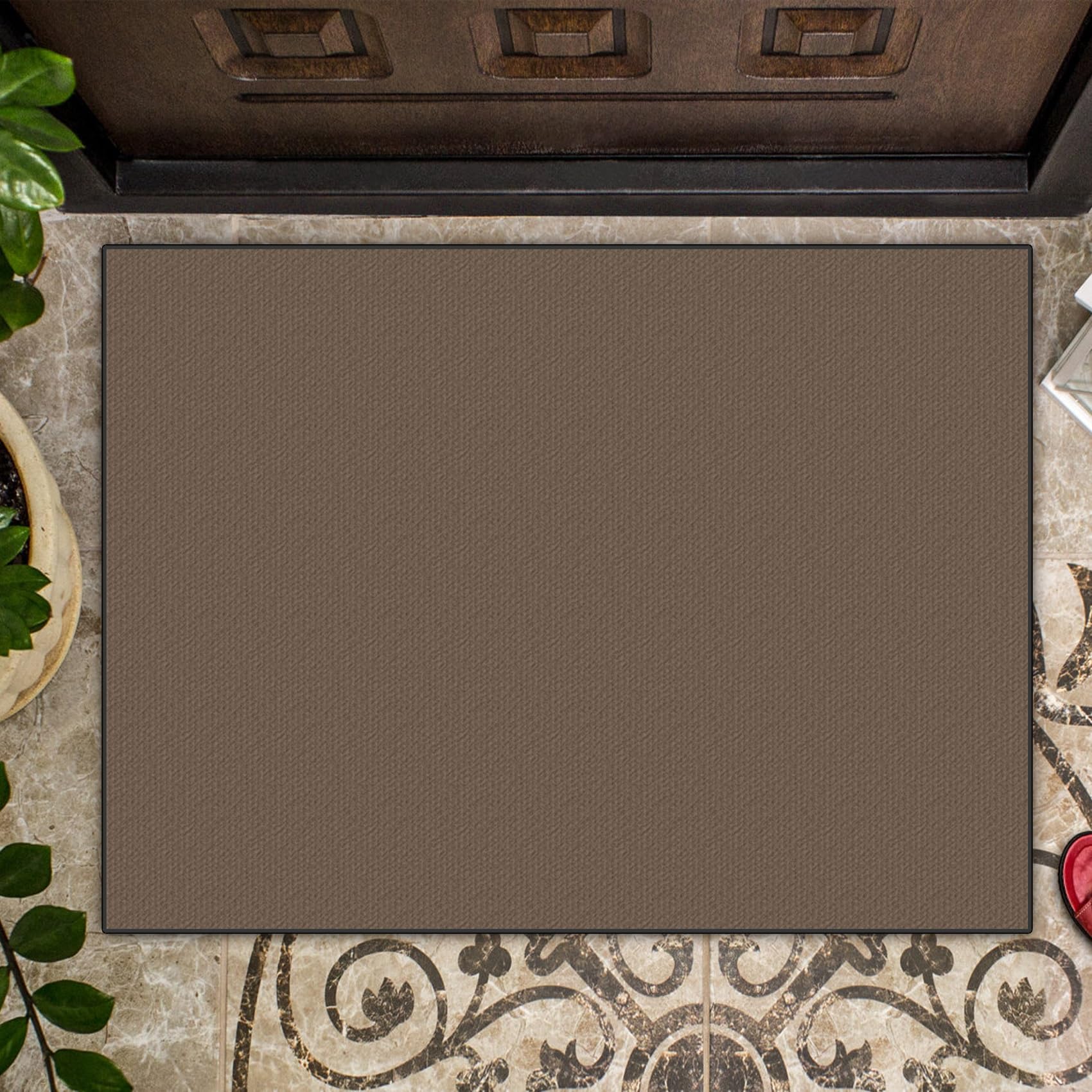Teppich Läufer läufer Flur 80 x 390 cm rutschfest Waschbar Vintage Modern Küchen Teppich Gummisohle Matten Für Drinnen und Draußen Eingang, Braun