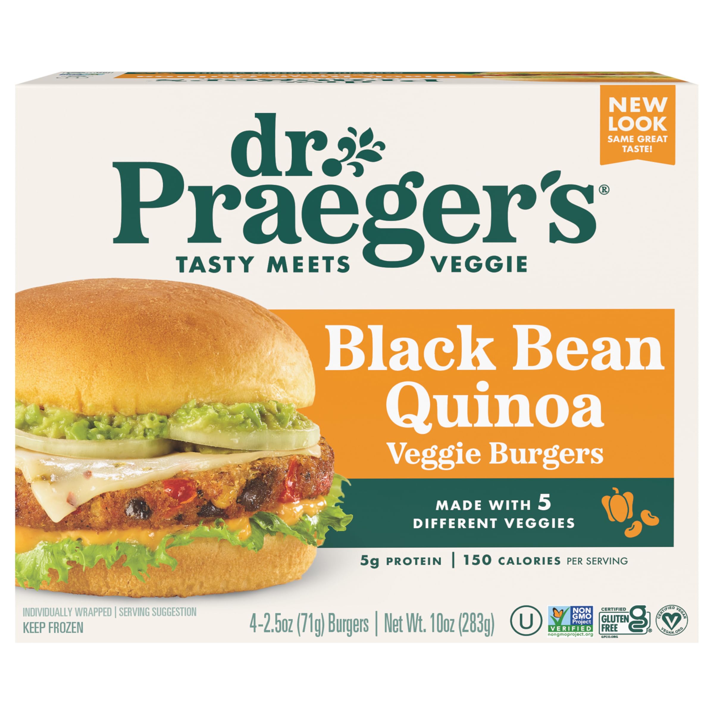 Dr. Praeger's, Black Bean Quinoa Veggie Burgers, 2.5 Ounce, 4 Count