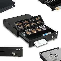 Caixa Registradora Automática e Manual Gaveta De Aço Para Loja Comércio Balcão Armazenar Guardar Dinheiro Moedas Notas (Preto)