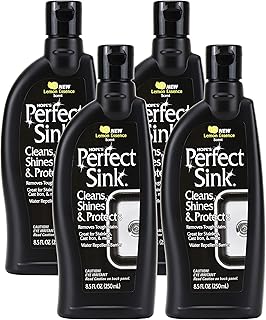 HOPE'S Perfect Sink Cleaner and Polish, Restorative, Water-Repellant, Removes Stains, Ideal for Brushed Stainless Steel, Cast Iron, Porcelain, Corian, Composite, Acrylic, 8.5 oz 4 Pack