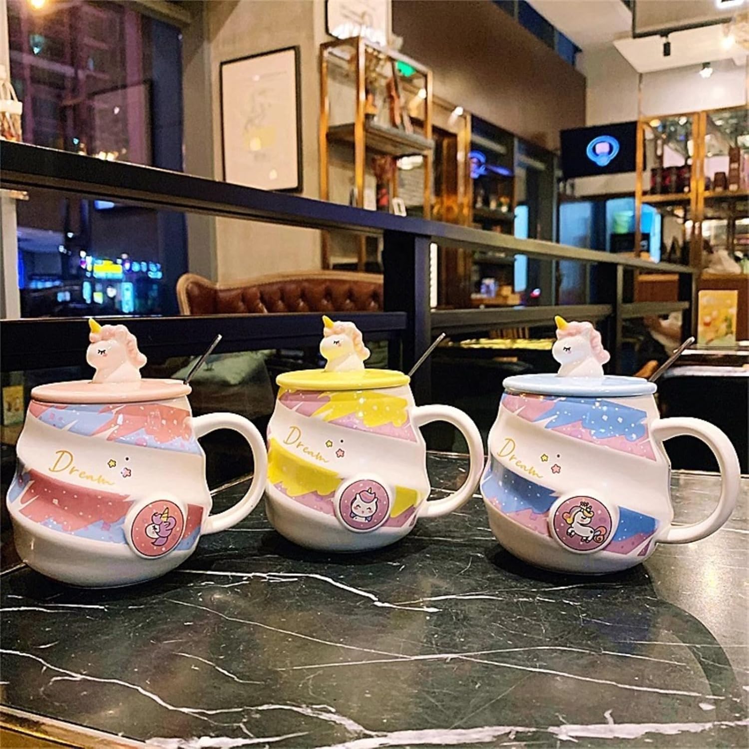 Ceramic water cup, mug, coffee cup with lid spoon, household drinking cup