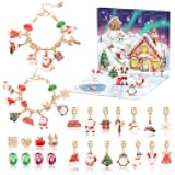 2025 Christmas Advent Calendar Bracelets, 24 Days Christmas Countdown Calendar with 2pcs DIY Charm Bracelets Kits,DIY Christmas Charm Bracelet Gifts