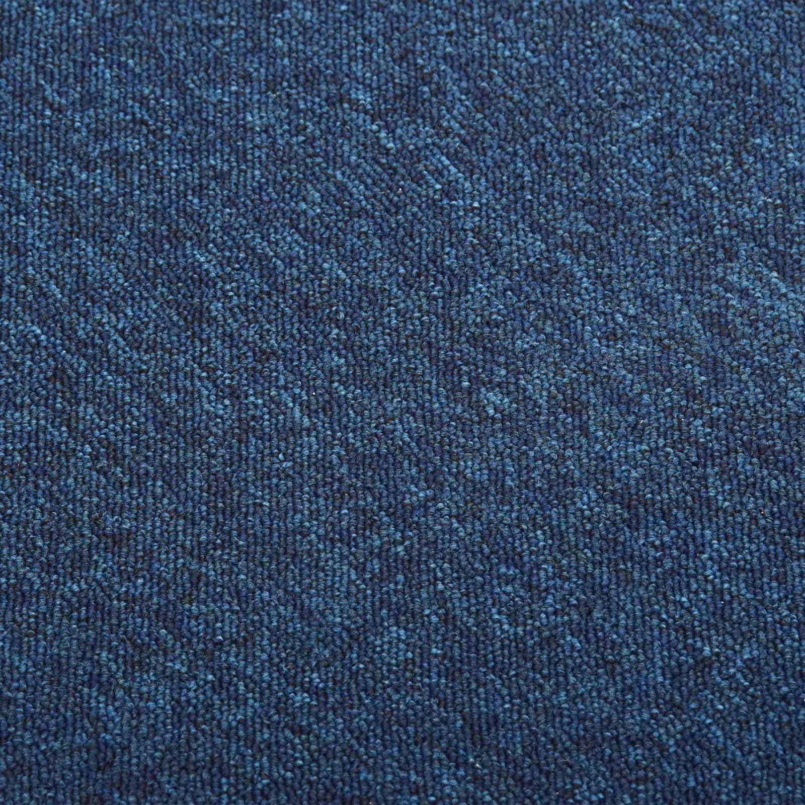 Juego de 20 baldosas de moqueta de 50 x 50 cm, de polipropileno, modulares para interiores, color azul oscuro, fáciles de limpiar, para salón y oficina