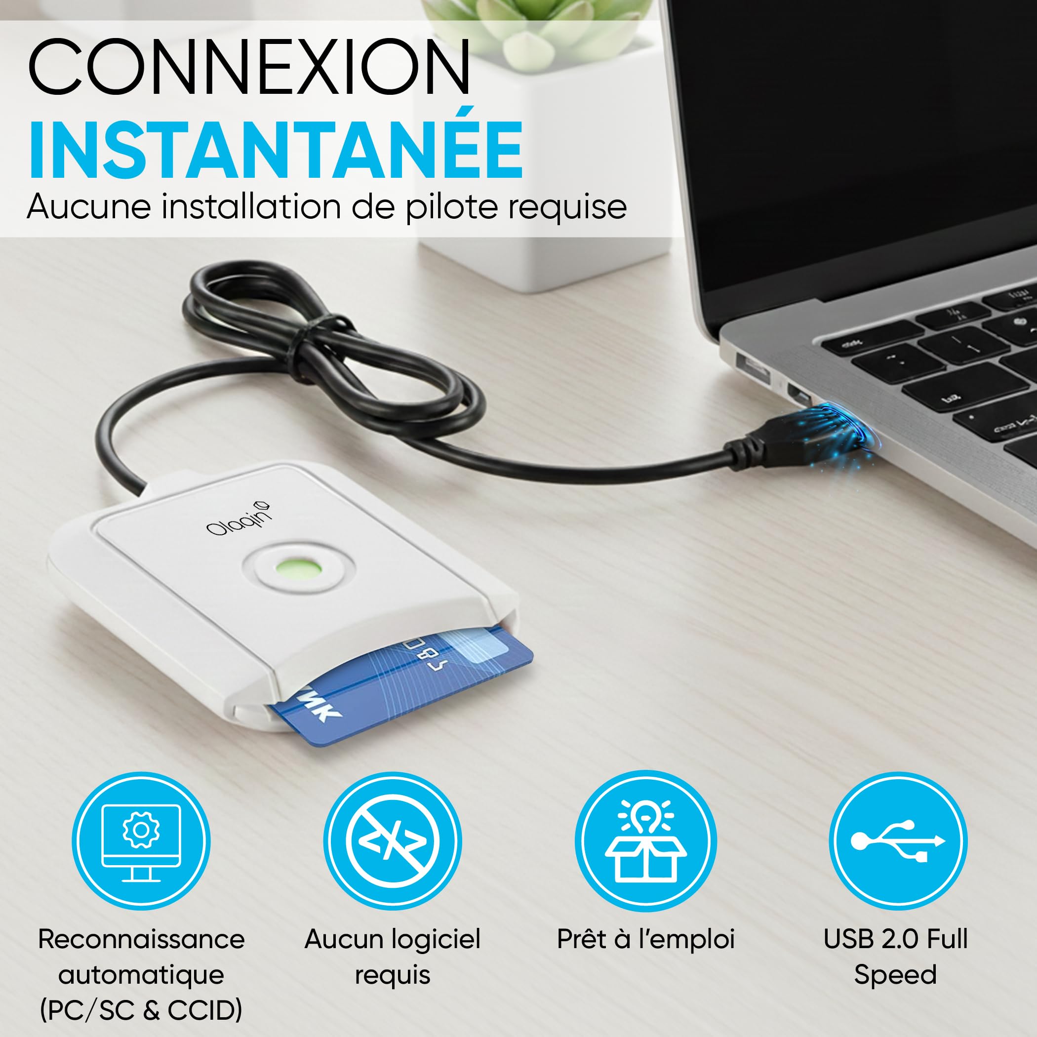 Lecteur de Carte Vitale Monofente Fixe LITEO Plug and Play USB A