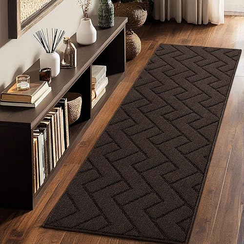 Miniatura 215 de hicorfe - Tapete para interiores, para puerta delantera o trasera, parte trasera de goma, antideslizante, absorbente, resistente a la suciedad, Café