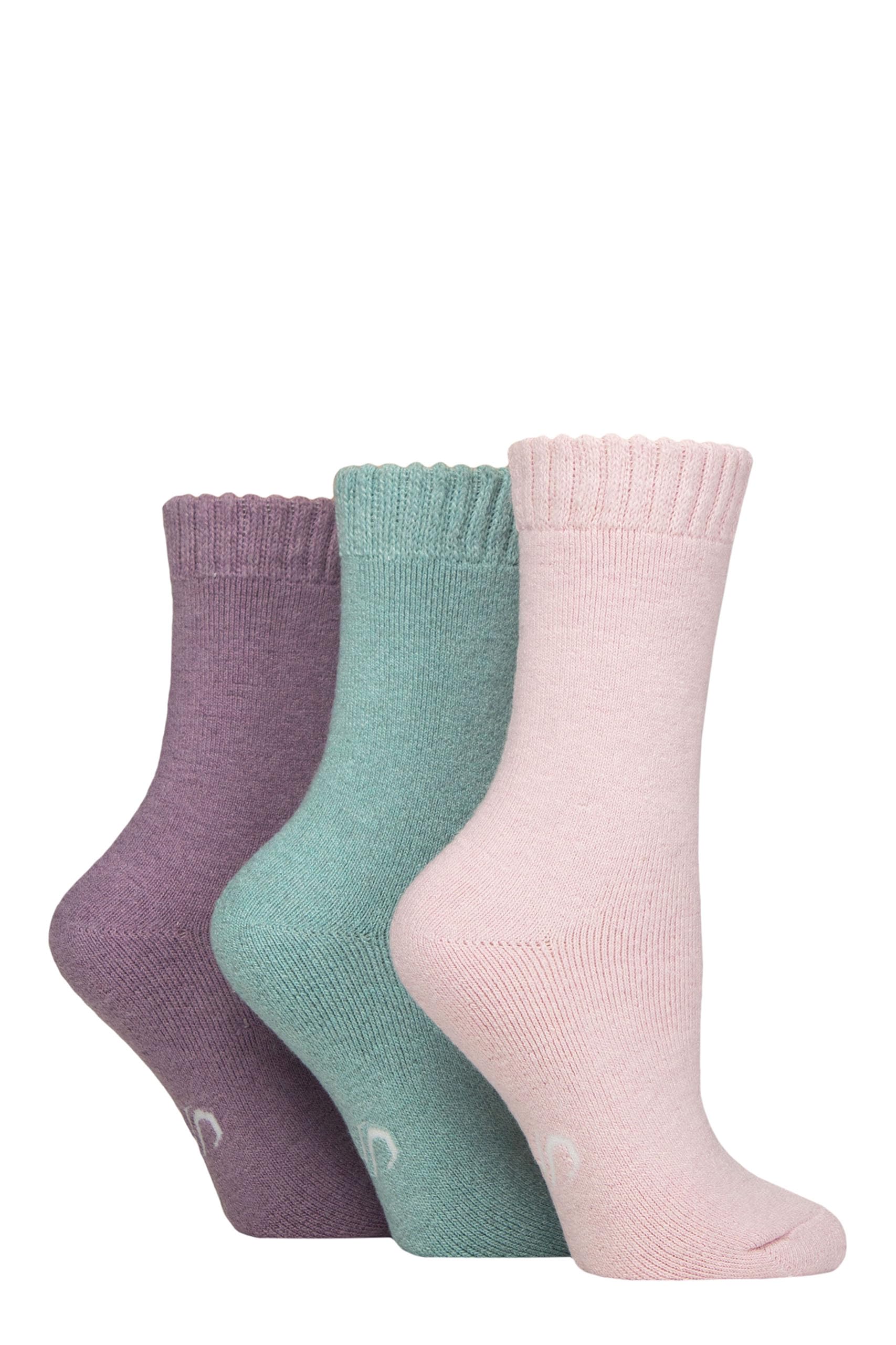 SockShop Women’s Wool Blend Thermal Socks 3 Pack – Warm, Cushioned, Breathable Terry Loop, Reinforced Heel & Toe, Moisture-Wicking, for Walking & Cold Weather, UK 4–8 Mint/Blush/Lilac