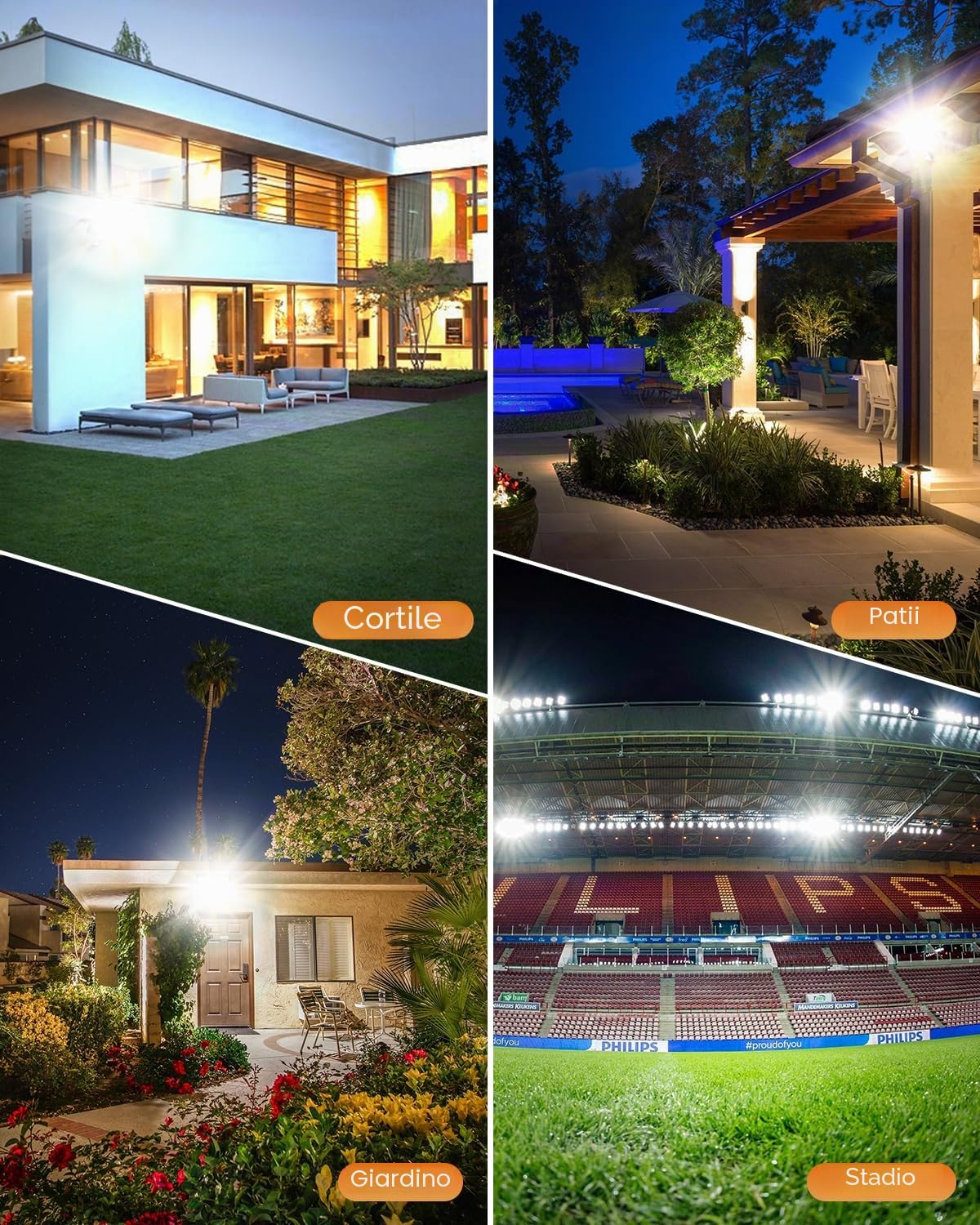 50W 5000LM Faretto LED da Esterno con Sensore di Movimento 2 Pezzi, 6500K Bianco Freddo Impermeabile IP67 Faretto Faro LED Esterno con Sensore Movimento per Cortile, Giardino