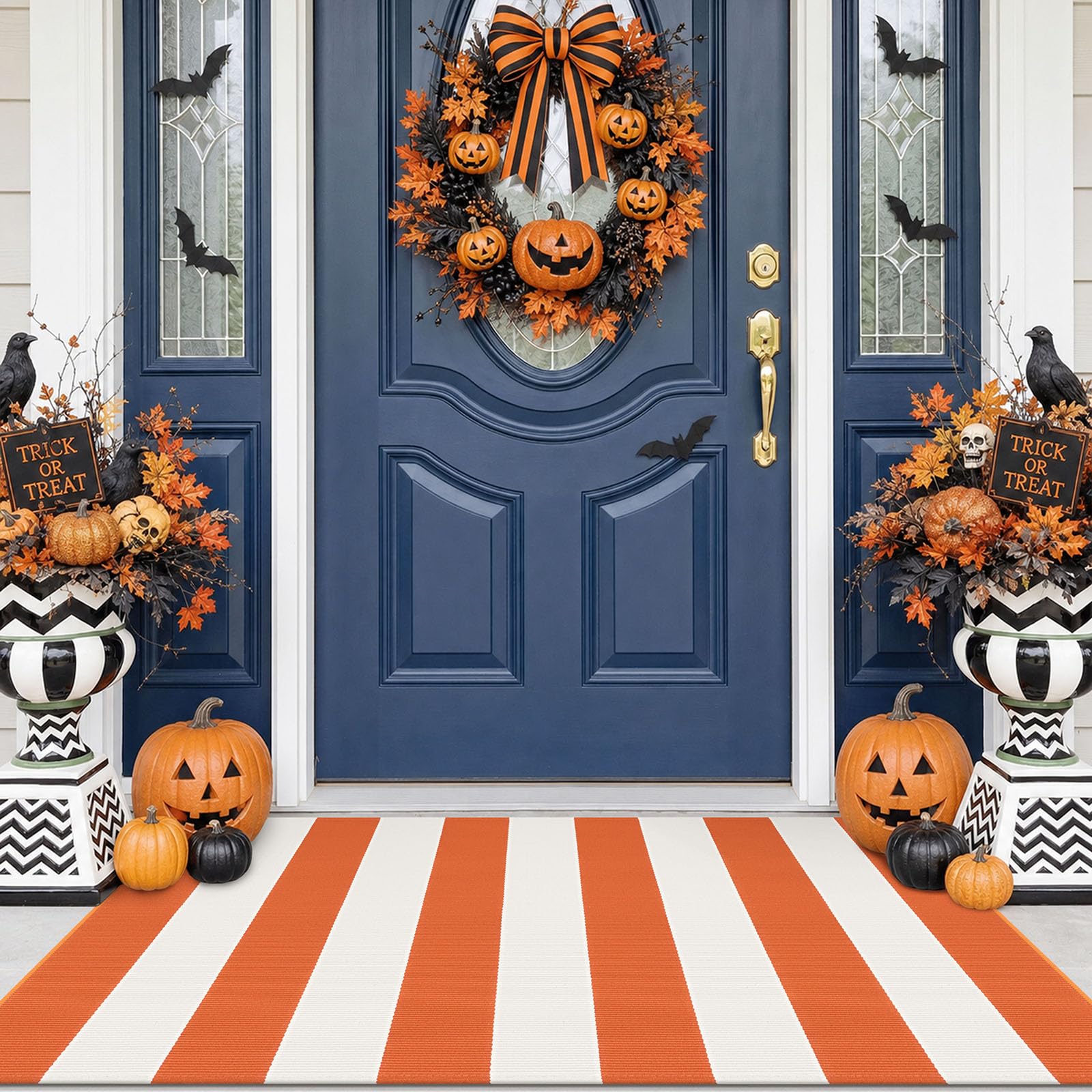 Black & White Striped Rug - Entryway Mat -27