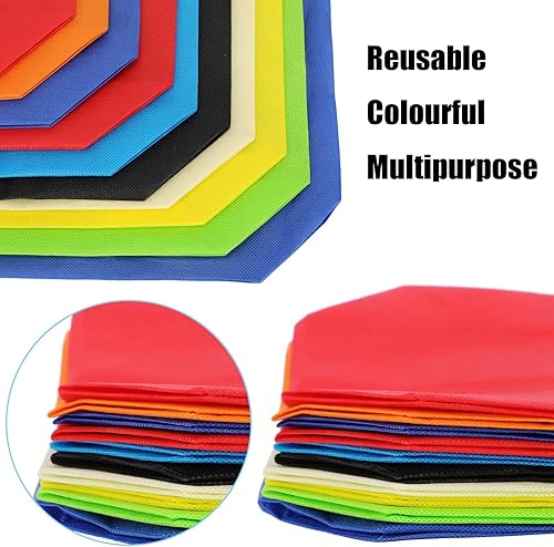 Miniatura 3 de Jexine 100 bolsas de mano no tejidas grandes reutilizables para regalo, bolsas de compras plegables de tela multicolor, bolsas de compras