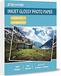 Papel fotográfico brilhante para jato de tinta, 100 folhas, 21,8 kg, papel fotográfico profissional de 8,5 mm, compatível com impressora de tinta de 180 g/m2