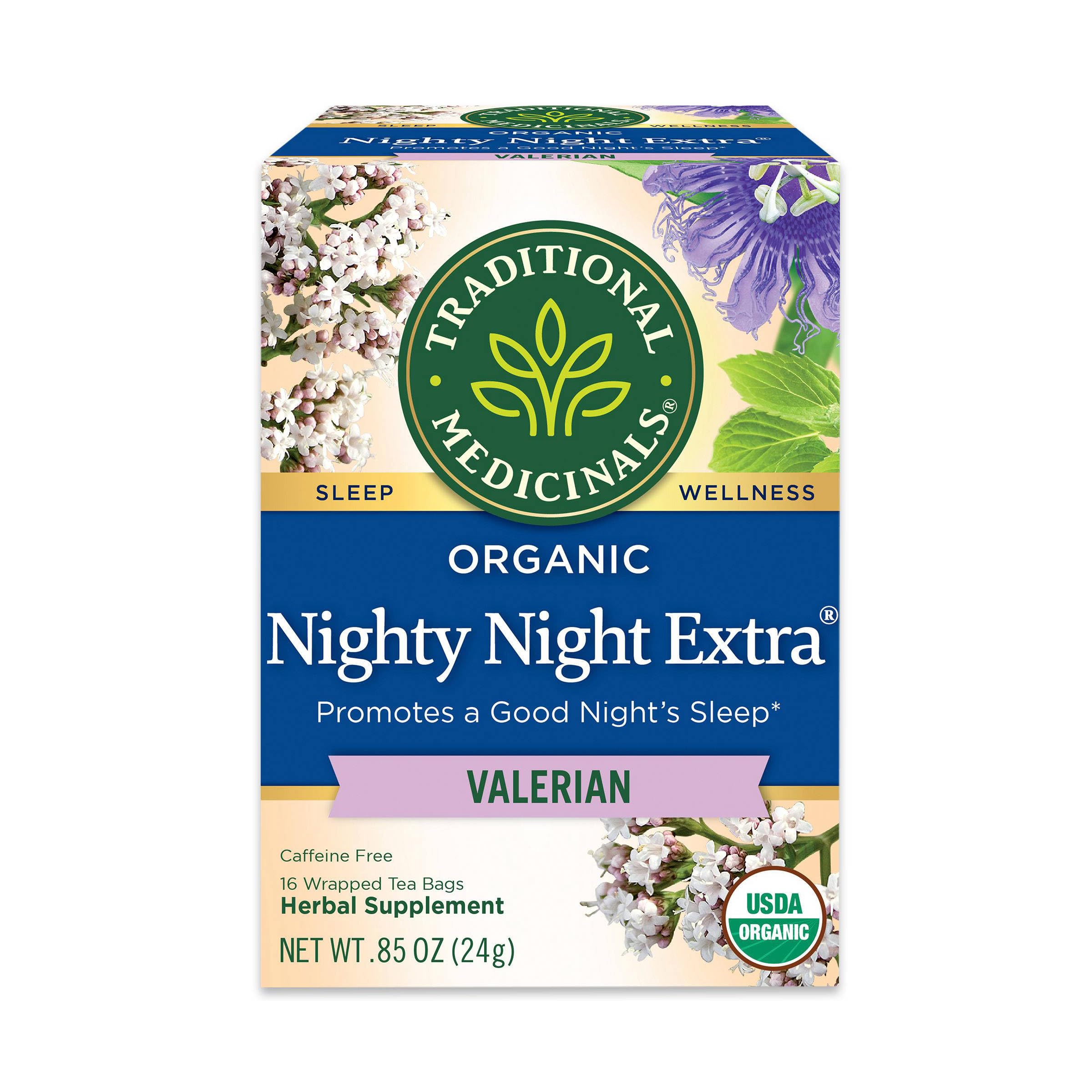 Traditional Medicinals Organic Nighty Night Extra Tea With Valerian Root for Relaxation, 16 Tea Bags (Pack of 1) Product Image 5
