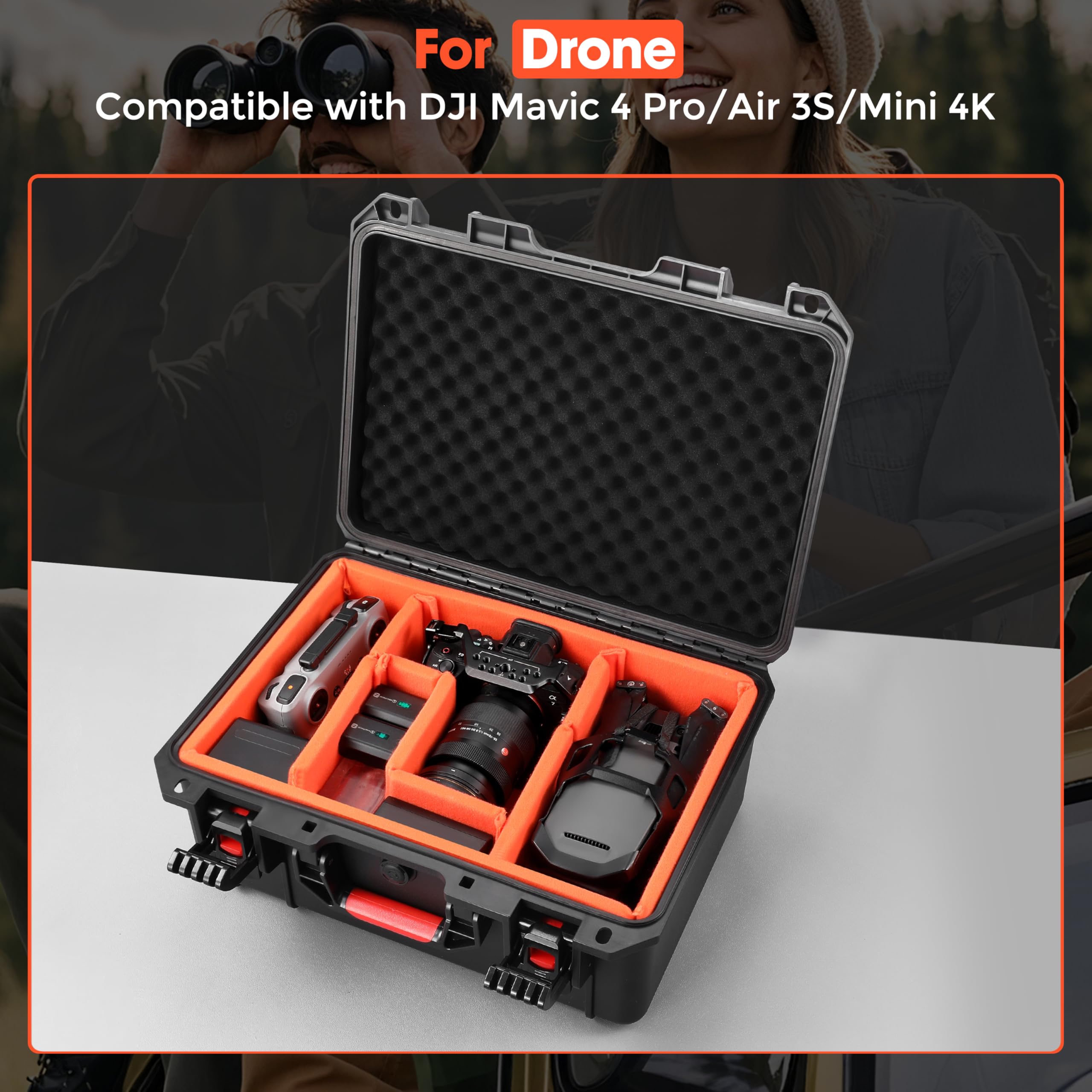 Kamerakoffer Transportkoffer Hard Tasche DSLR SLR Objektive 41.5 * 32.8 * 18.1cm wasserdichte Koffer Reise Cases Schutzteiler für DJI Mavic/Air/Mini Drohnen für Sony FE für Gopro