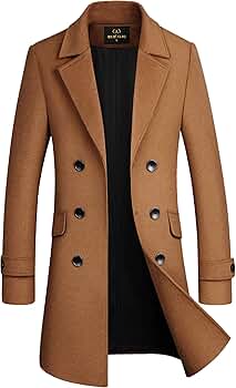 SUAVELE 【RX-0028】RELUX DOUBLE OVER COAT HXW.GJQ Men's Stylish Wool Blend Double Breasted Long Pea