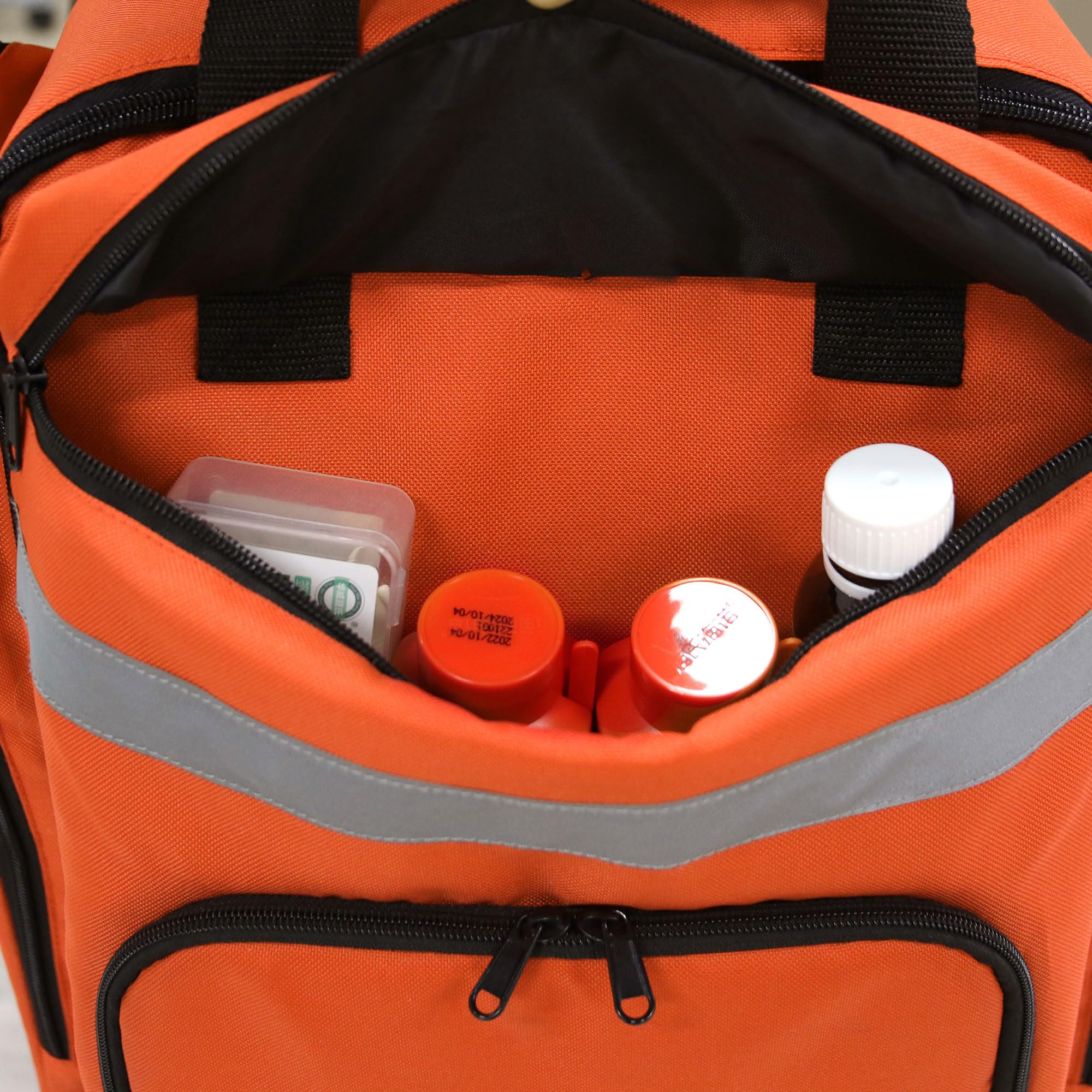 Erste-Hilfe-Rucksack,Notfall-medizinischer Rucksack leer, Orange/Abendrot im Zickzackmuster (Sunset Chevron), 15.4*10.2*4.3IN, Orange