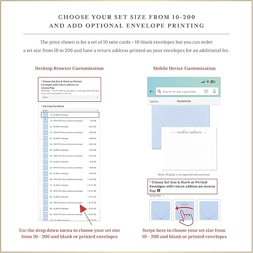 Miniatura 8 de Tarjetas de notas personalizadas con sobres, juego de papelería para hombres o mujeres con monograma y nombre - Papelería monogramada, tarjetas de