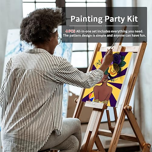 Miniatura 3 de VOCHIC Kits de Pintar y Beber con Lienzo Predibujado para Parejas, Kit de Fiesta de Pintura con Lienzo de Contorno para Adultos, Juegos de Noche de